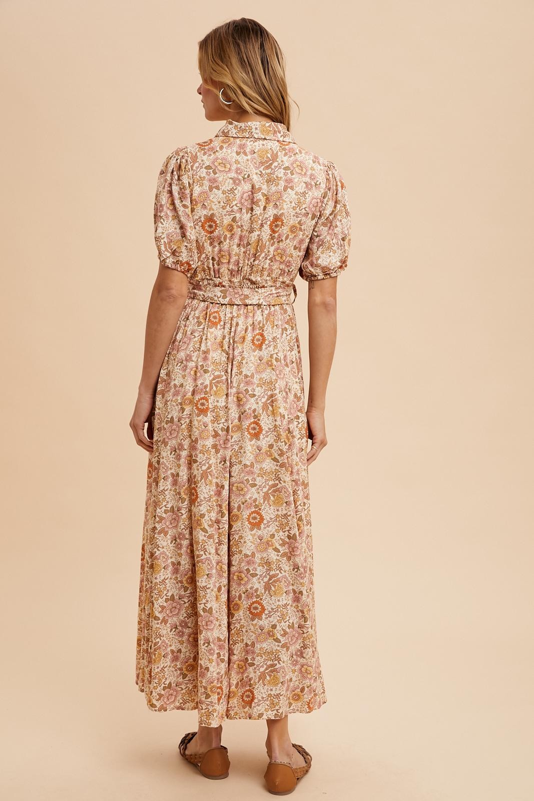 Cassidy Border Print Dress in Vintage Cream