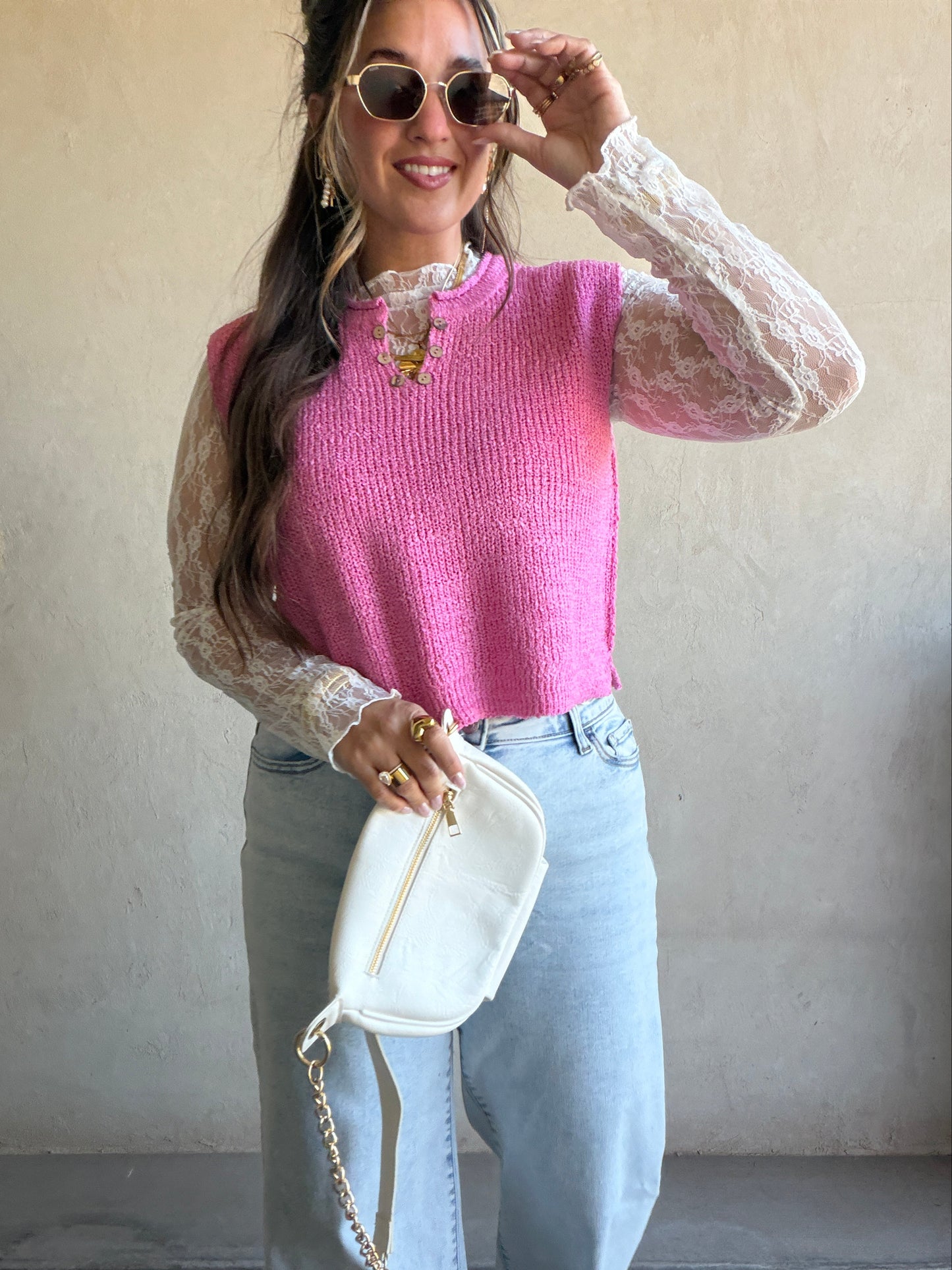 Liza Mesh Lace Top in White