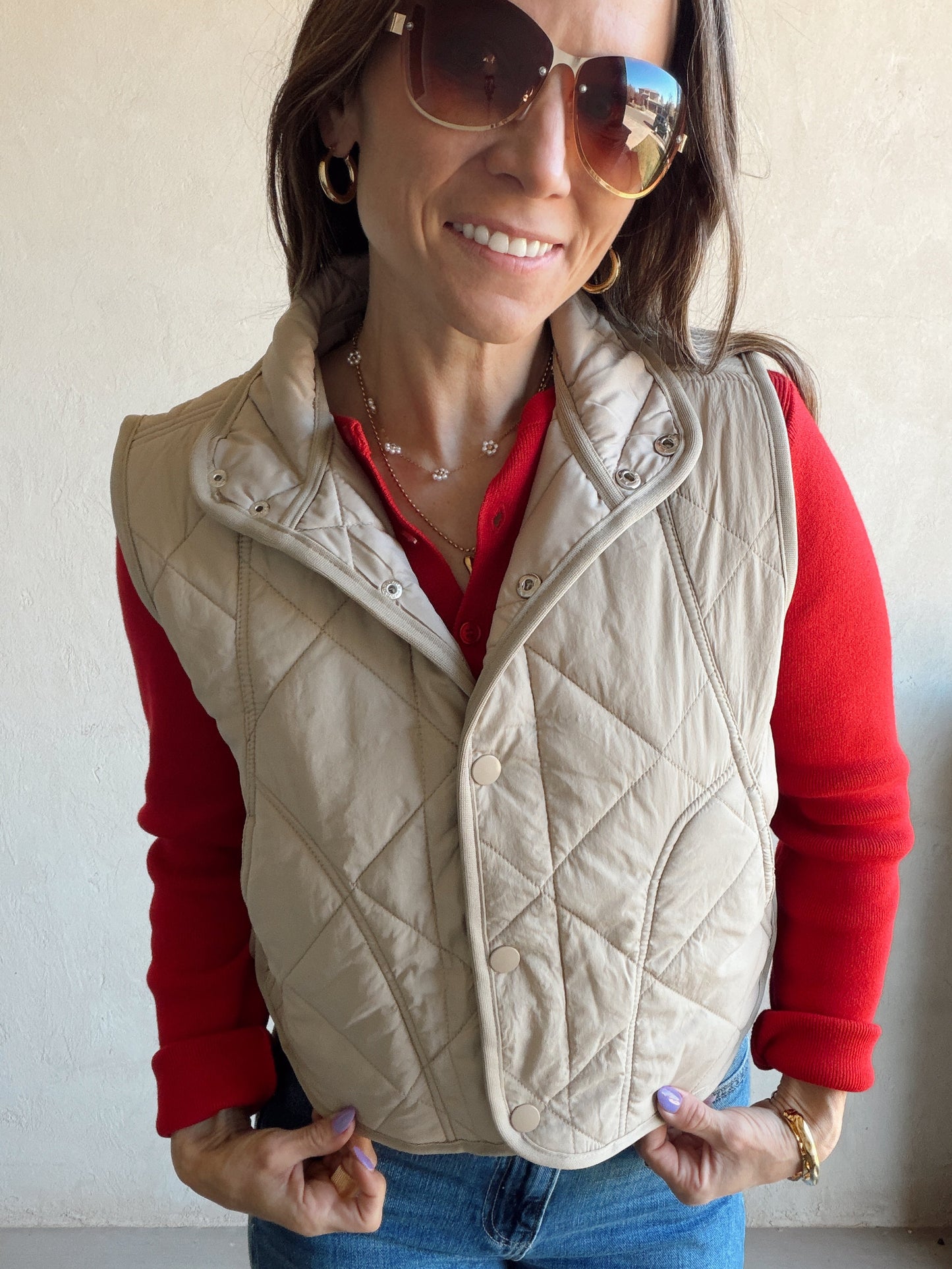 Rebecca Puffer Vest in Taupe