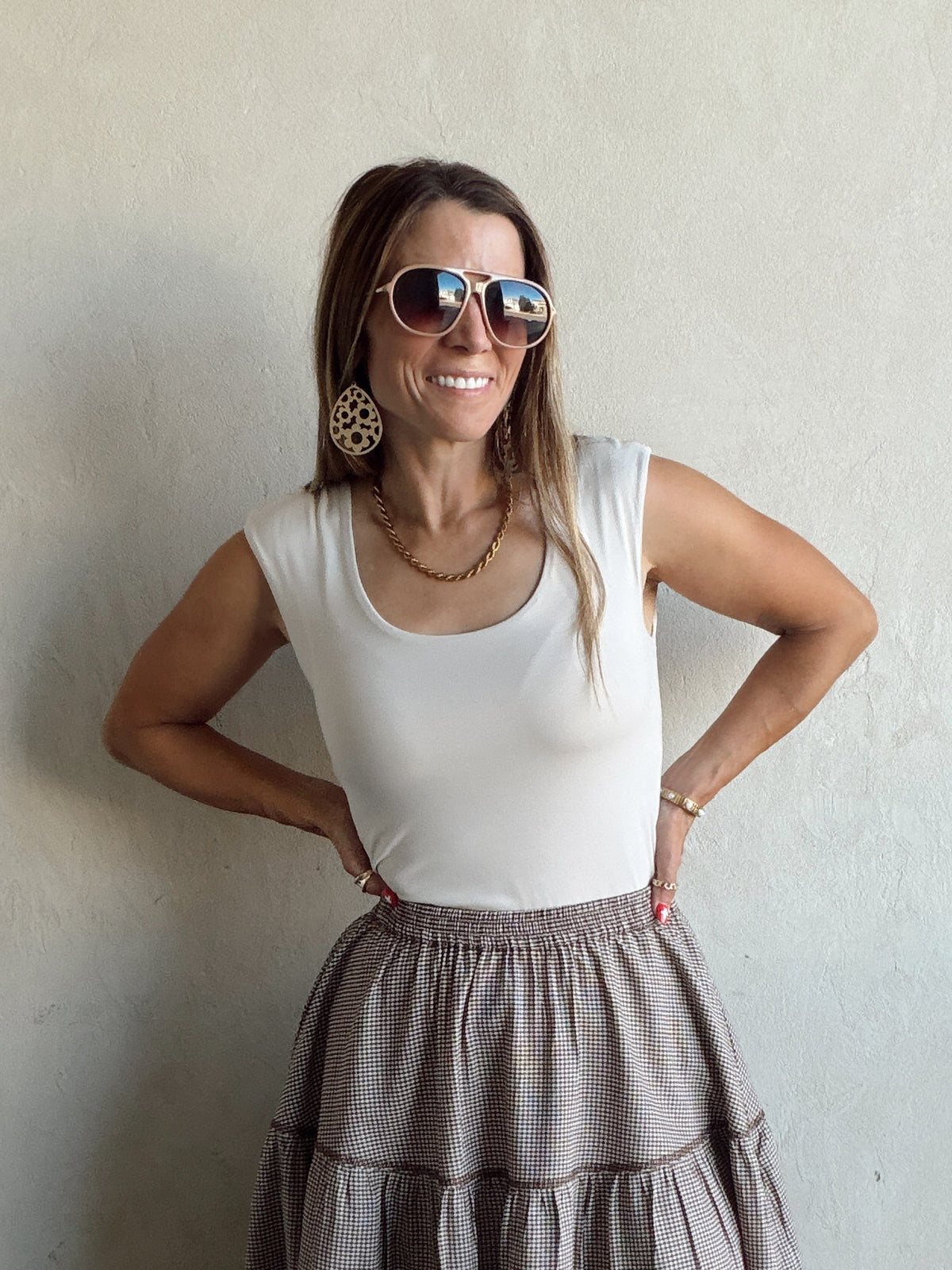 Talia Scoop Neck Tank in Sand