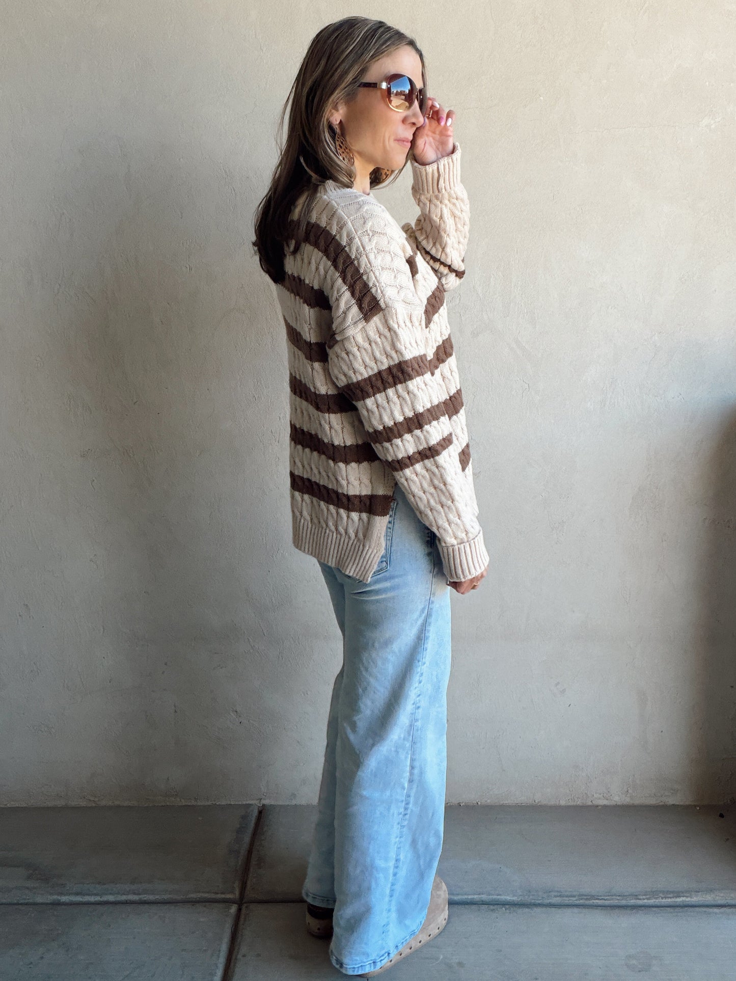 Katie Sweater in Tan & Brown