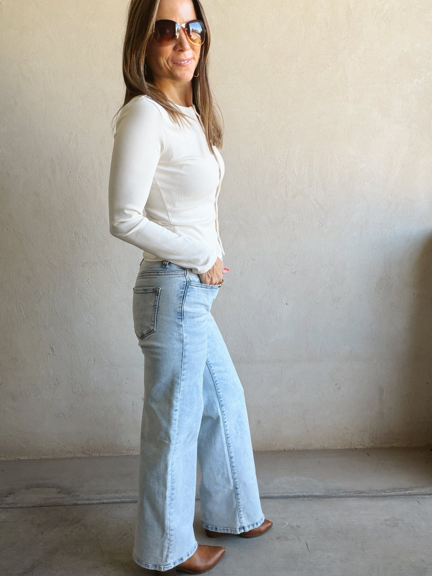 Harlem Stretch Straight Leg Acid Wash Jeans