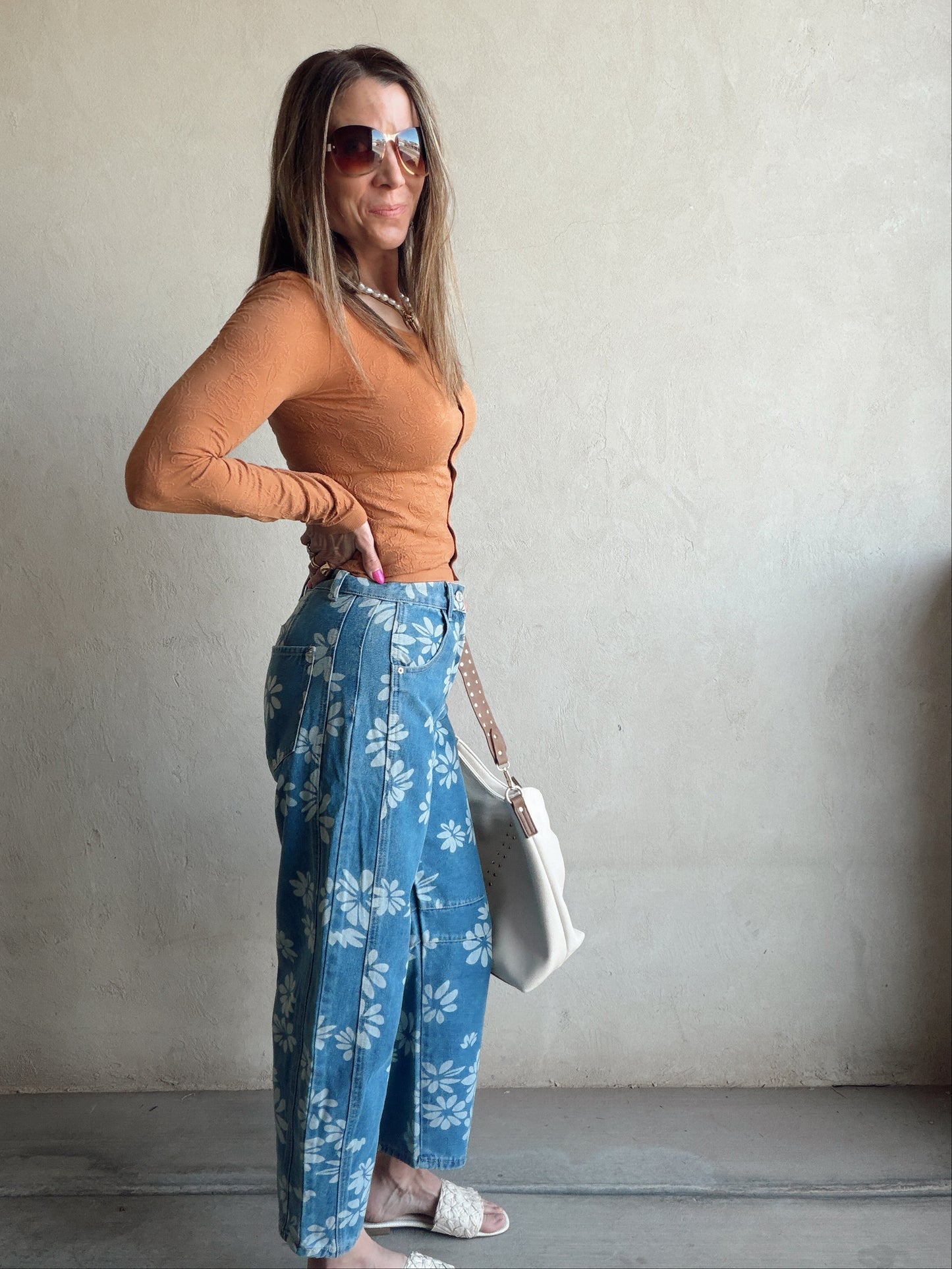 Becca Floral Jeans in Denim