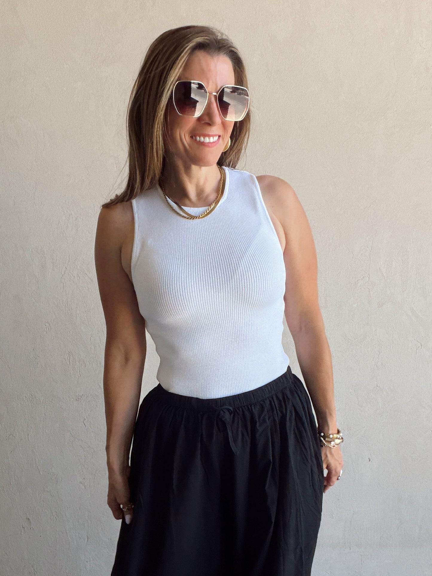 Willa Ribbed Tank in White