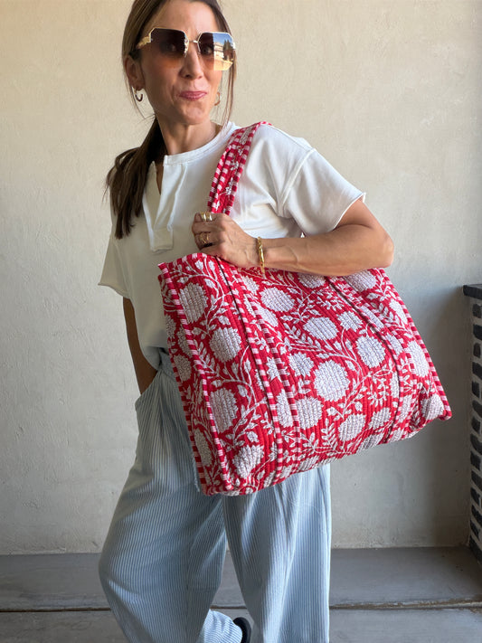 Mindee Quilted Bag – Red Floral