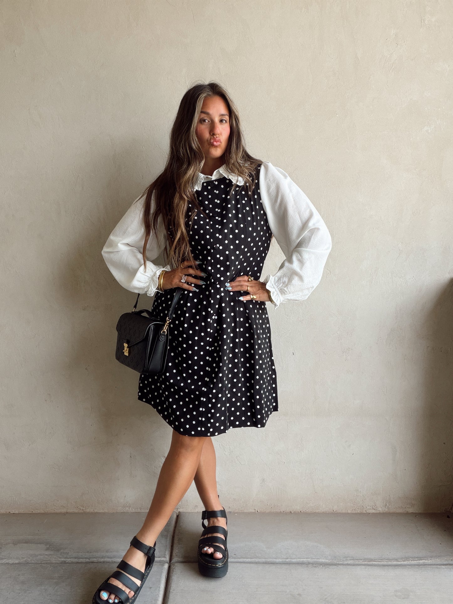 Keelee Polka Dot Dress in Black & White