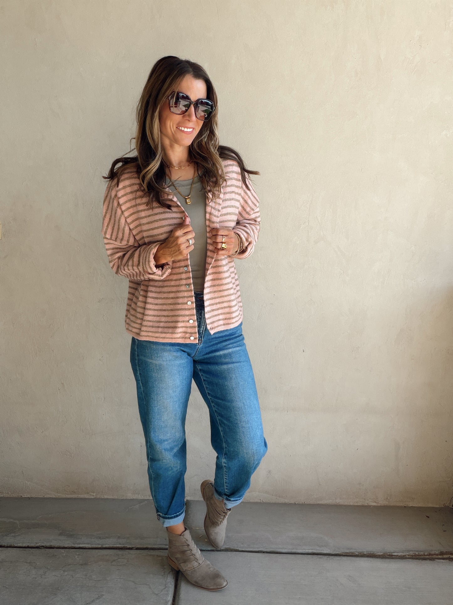 Bridget Cardigan in Dusty Pink