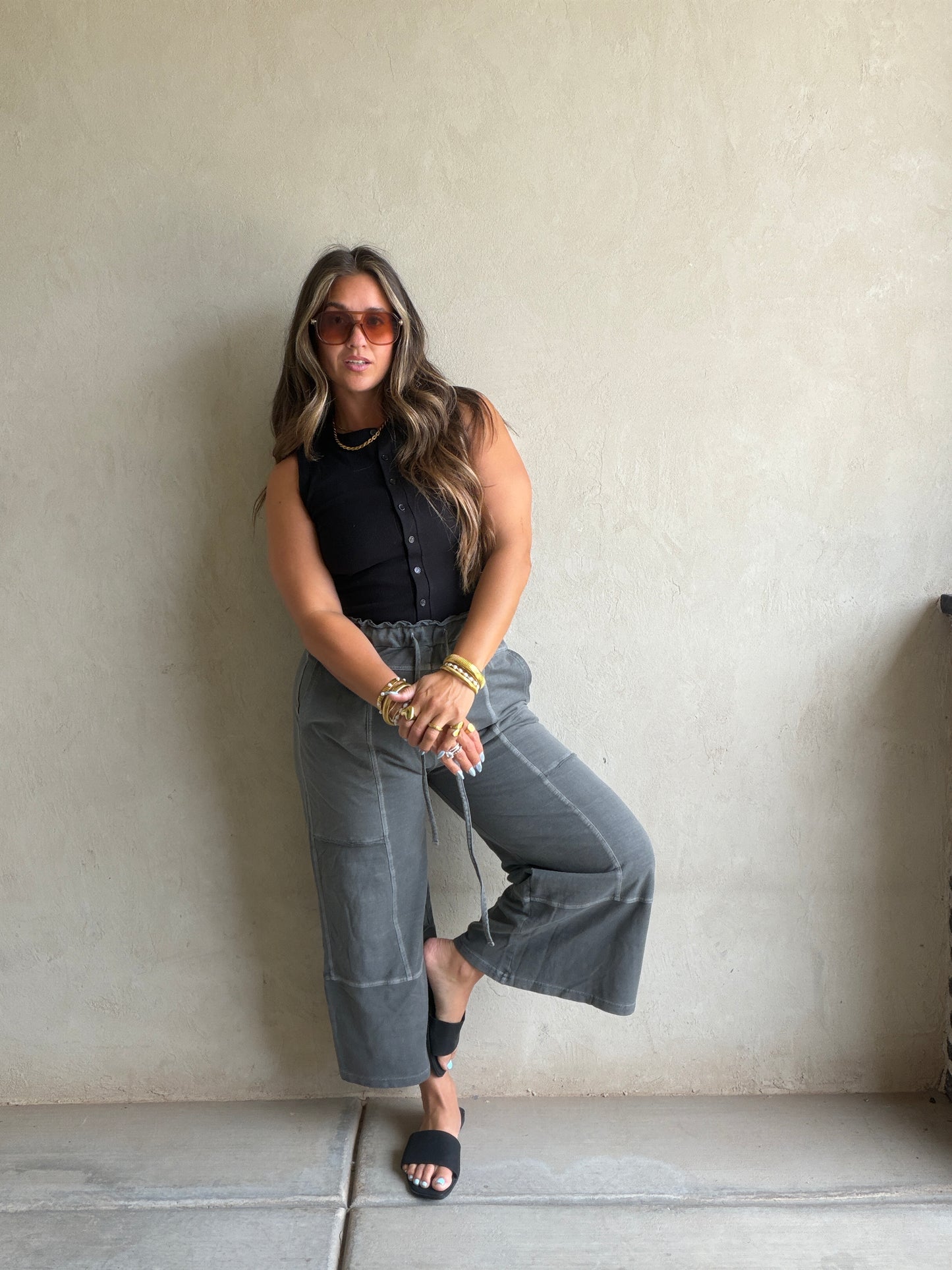 Whitney Ribbed Sleeveless Tank in Black