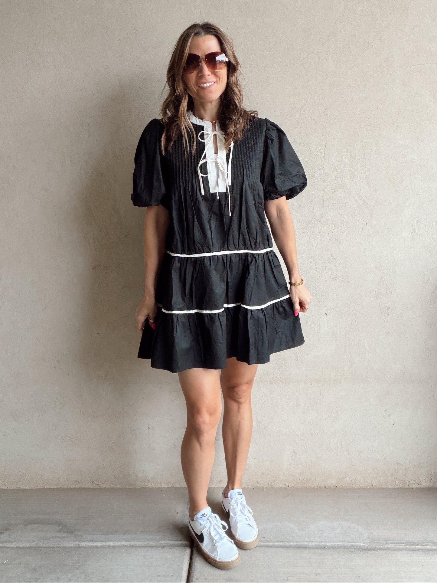 Piper Tiered Midi Dress in Black