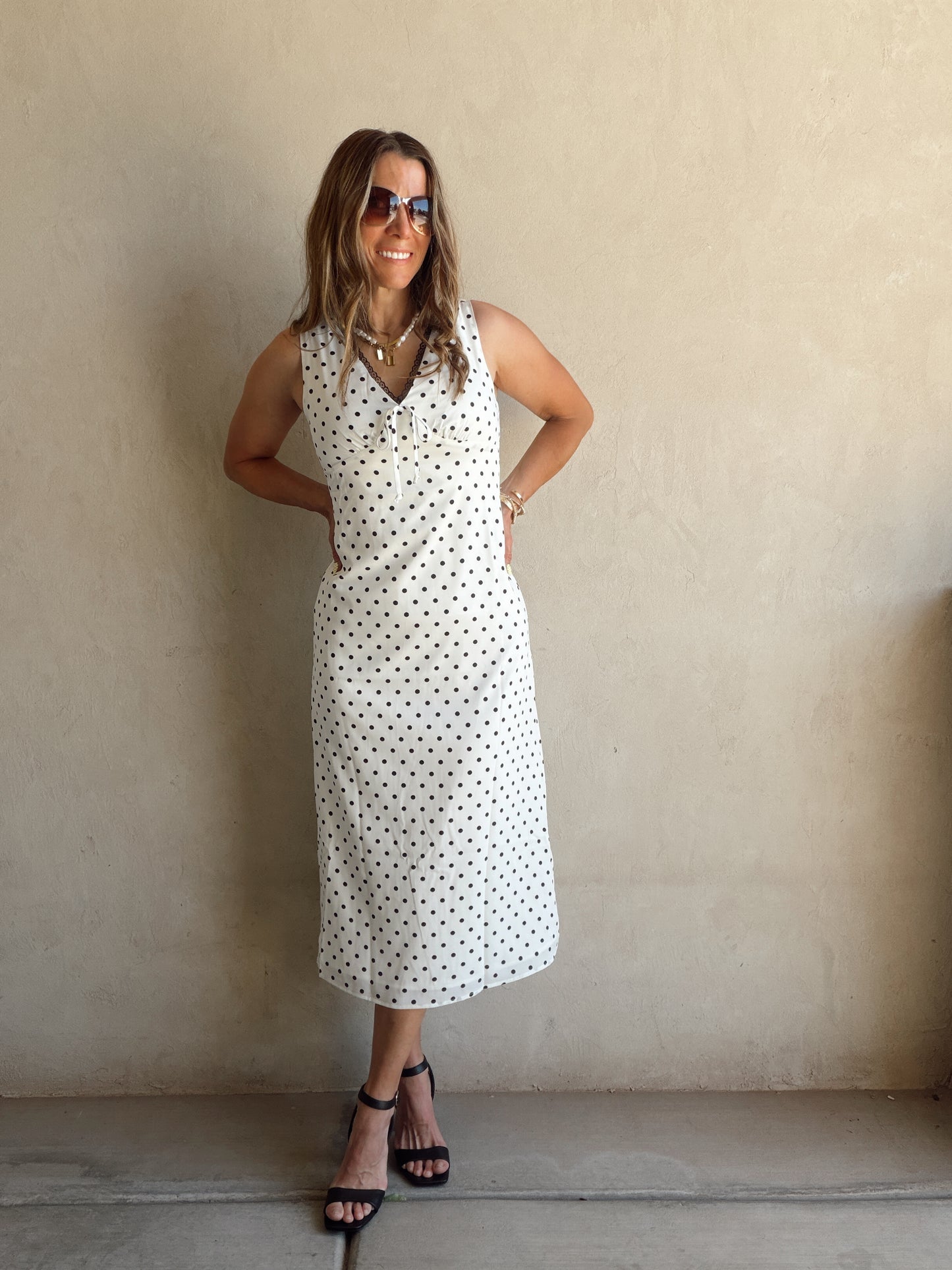 Percy Polka Dot Dress in Ivory