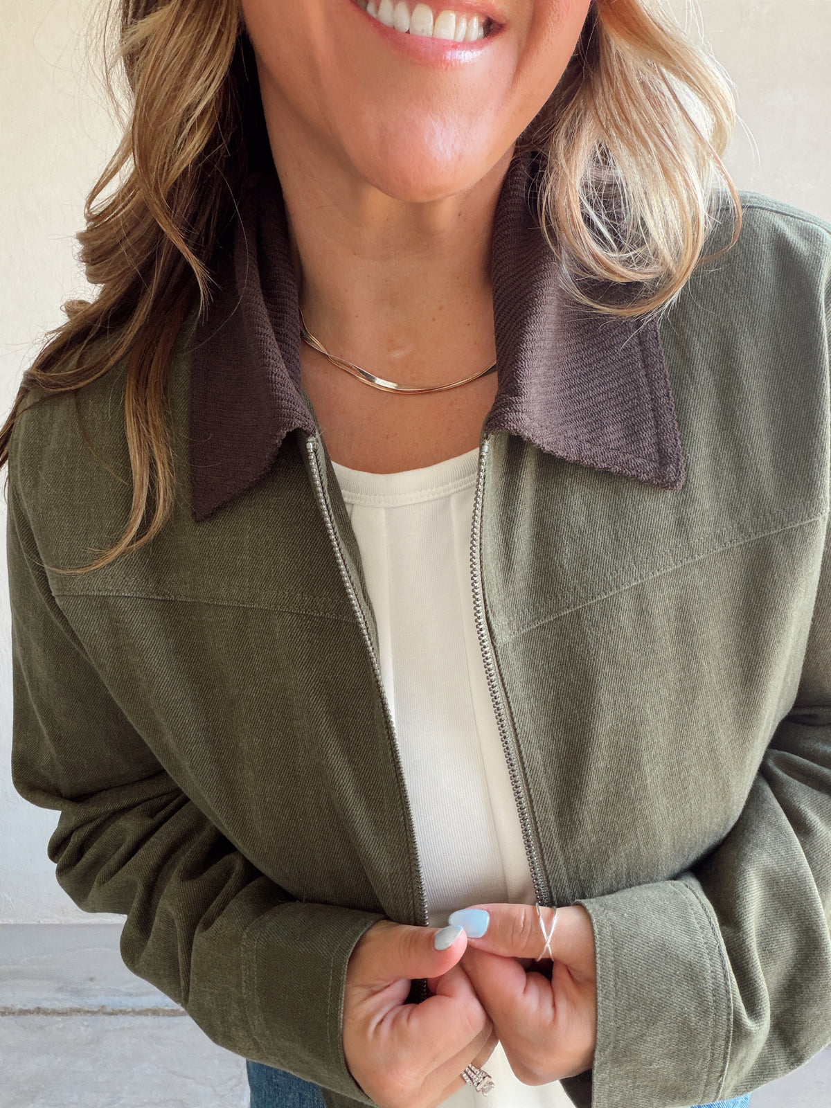 Emma Barn Cropped Jacket in Olive