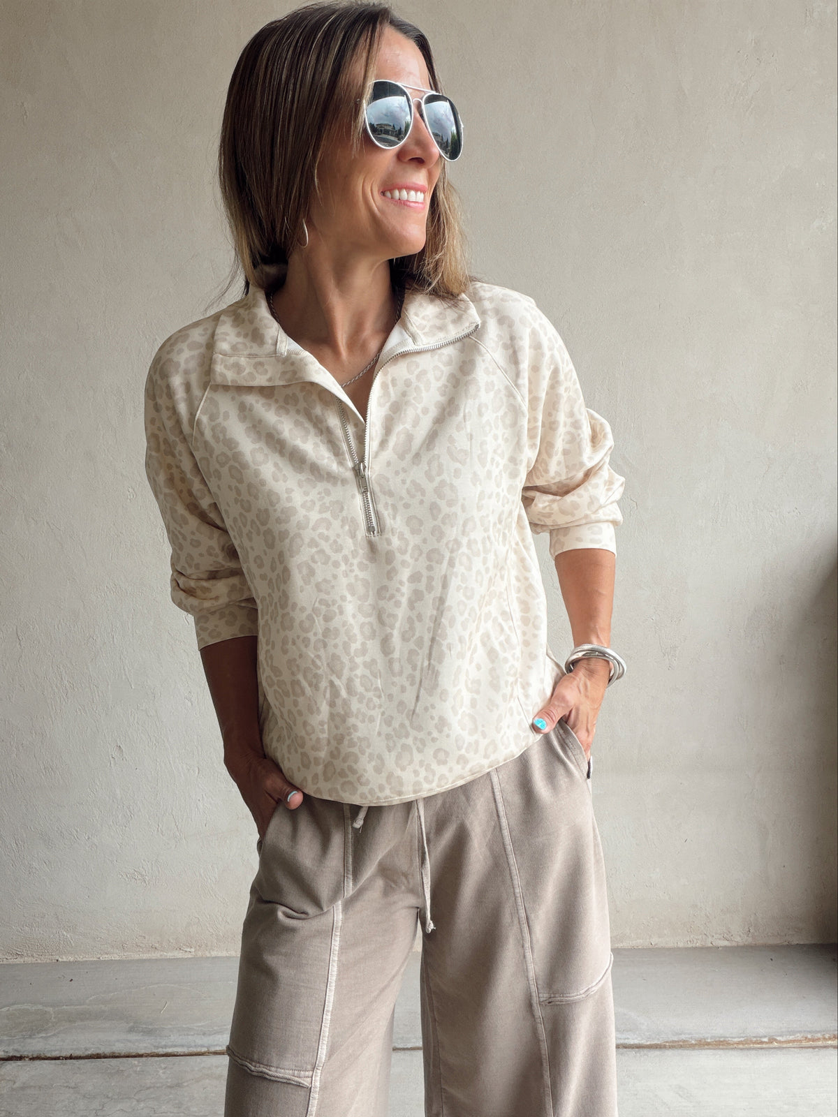 Randy Pullover in Cream Leopard