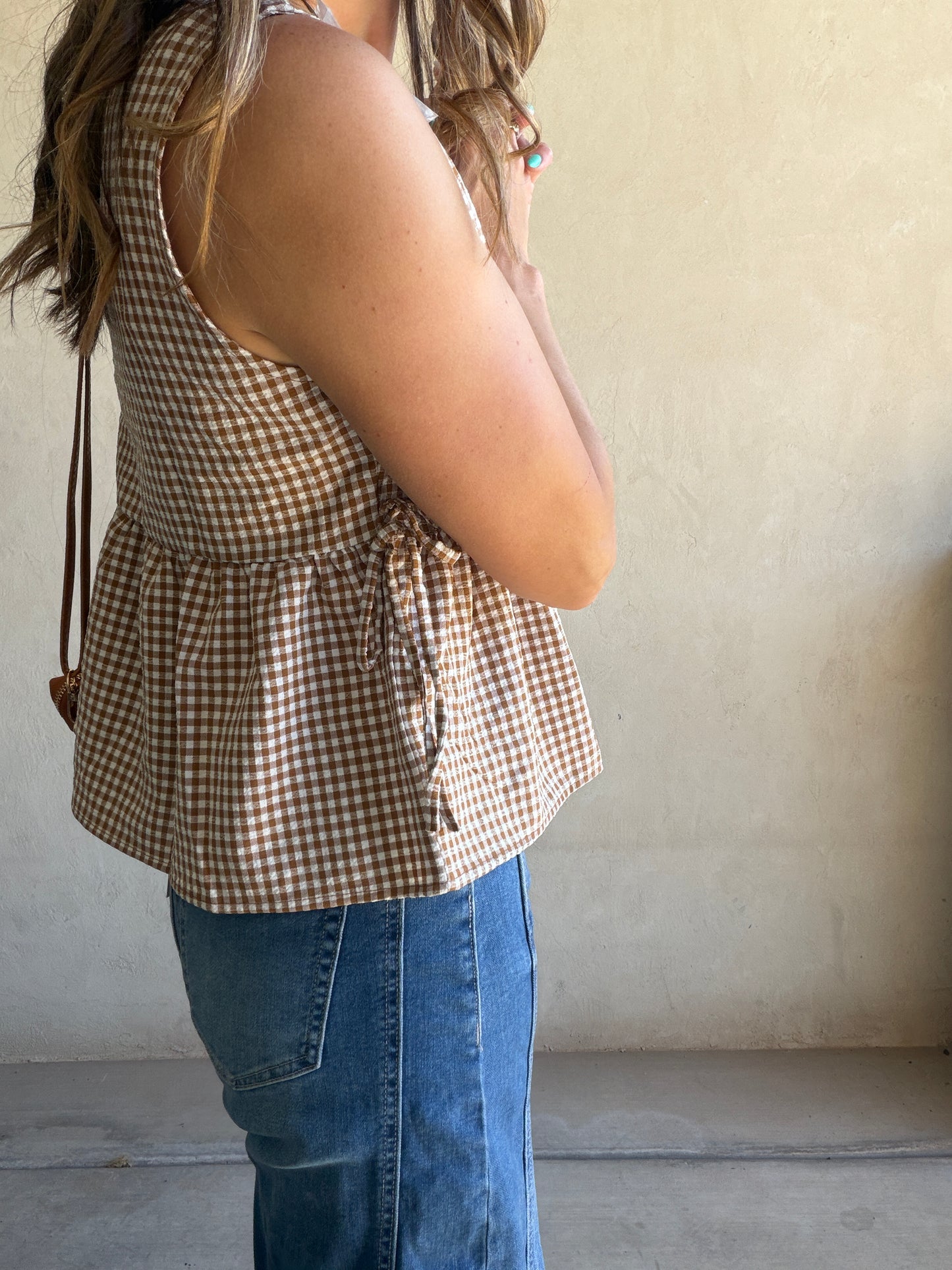 Marilyn Top in Brown Gingham