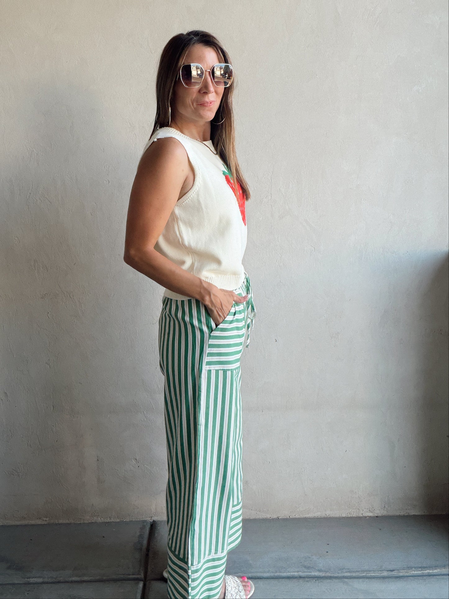 Vicki Strawberry Vest in Cream