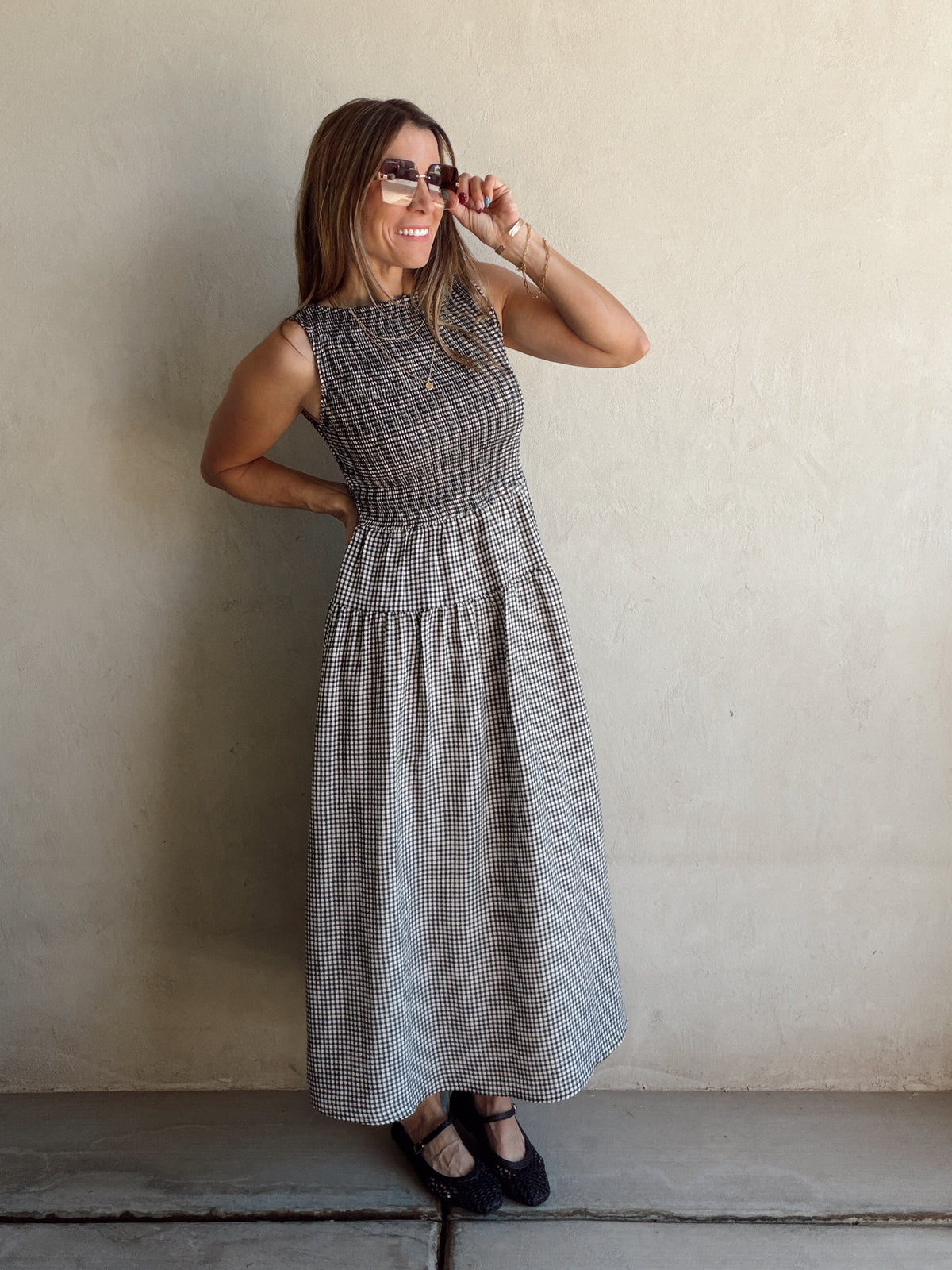 Denise Dress in Gingham Dress in Black & White