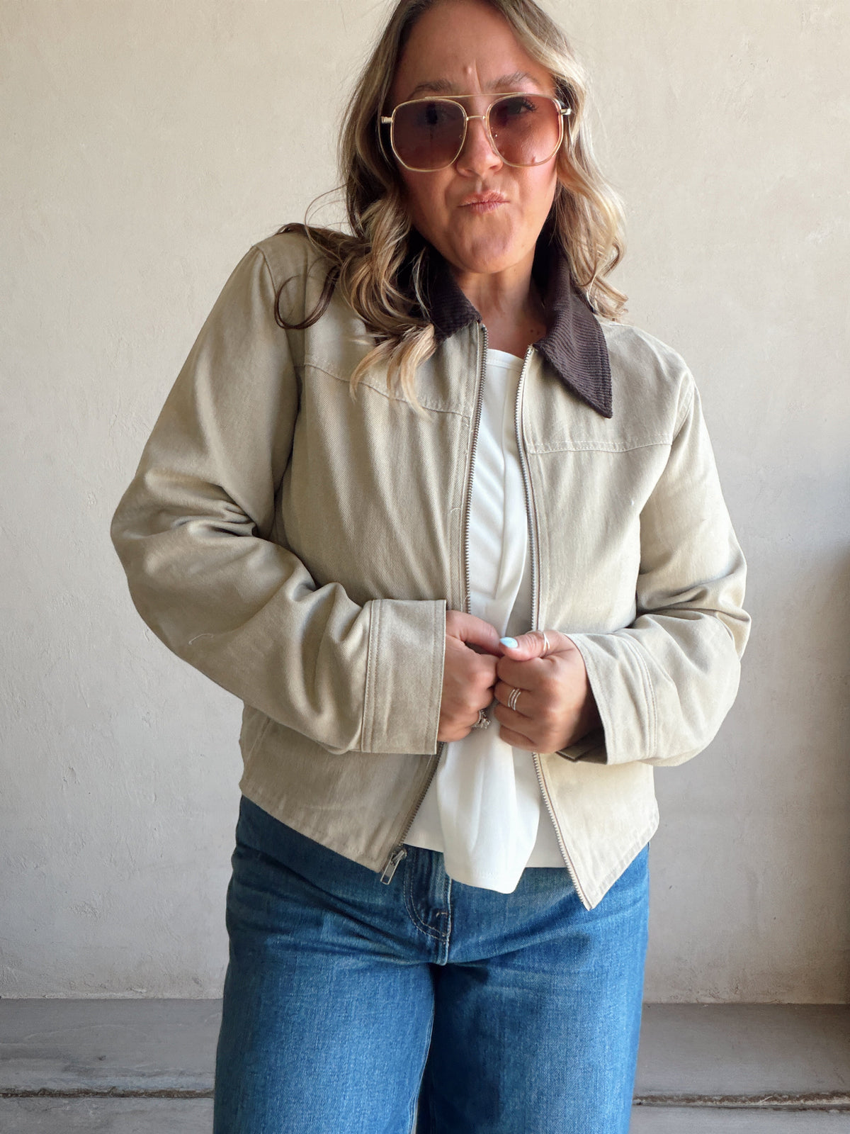 Emma Barn Cropped Jacket in Khaki