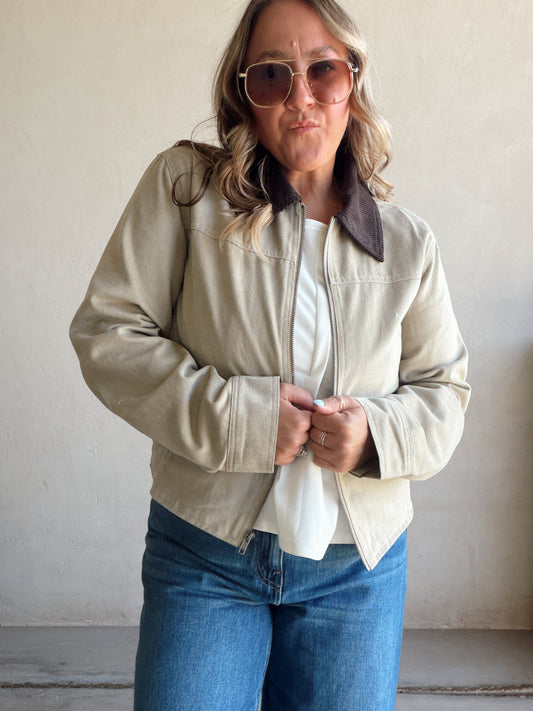Emma Barn Cropped Jacket in Khaki
