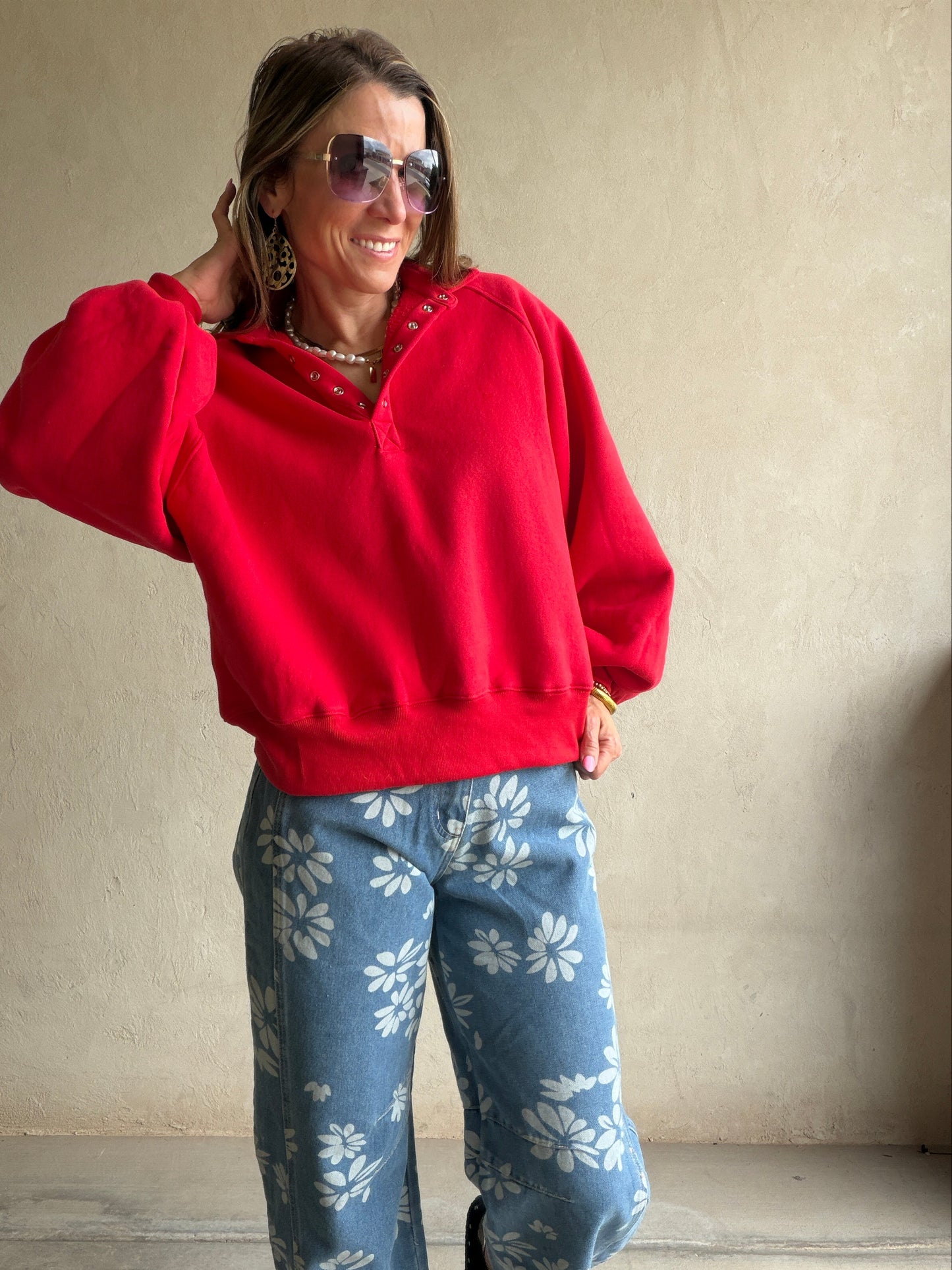 Kaylani Sweatshirt in Red