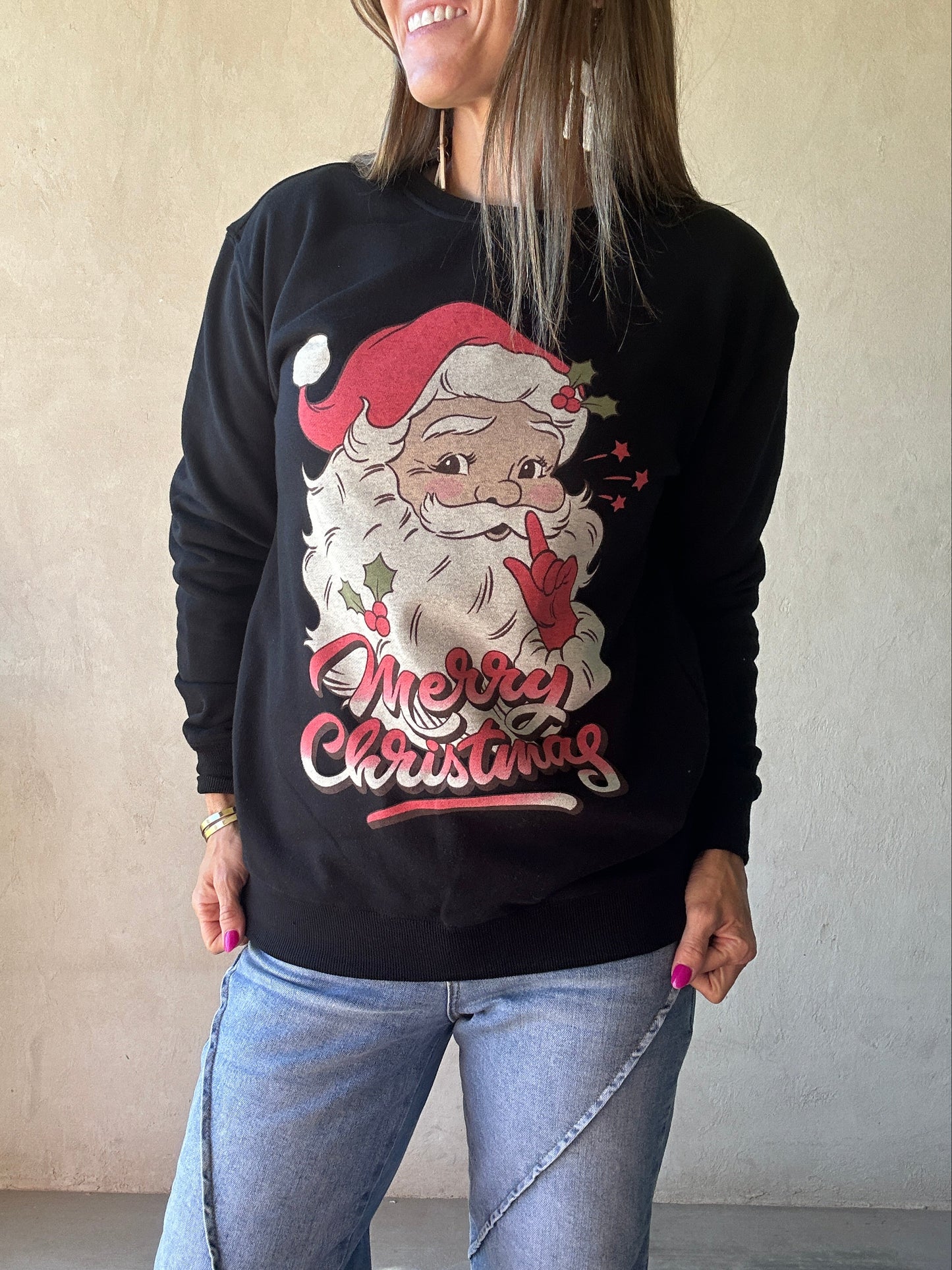 Merry Christmas Sweatshirt in Black