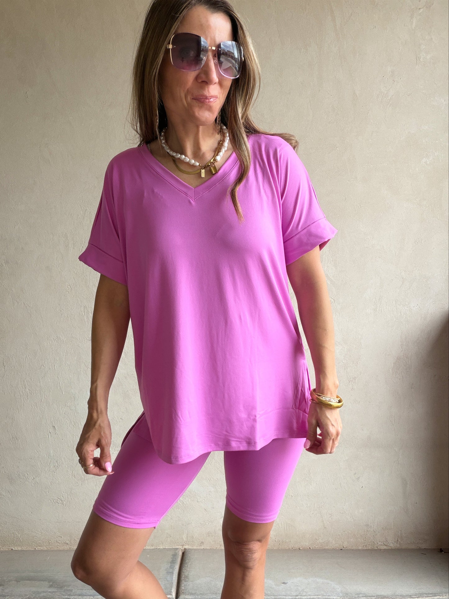 Jillian Heavenly Biker Set in Pink