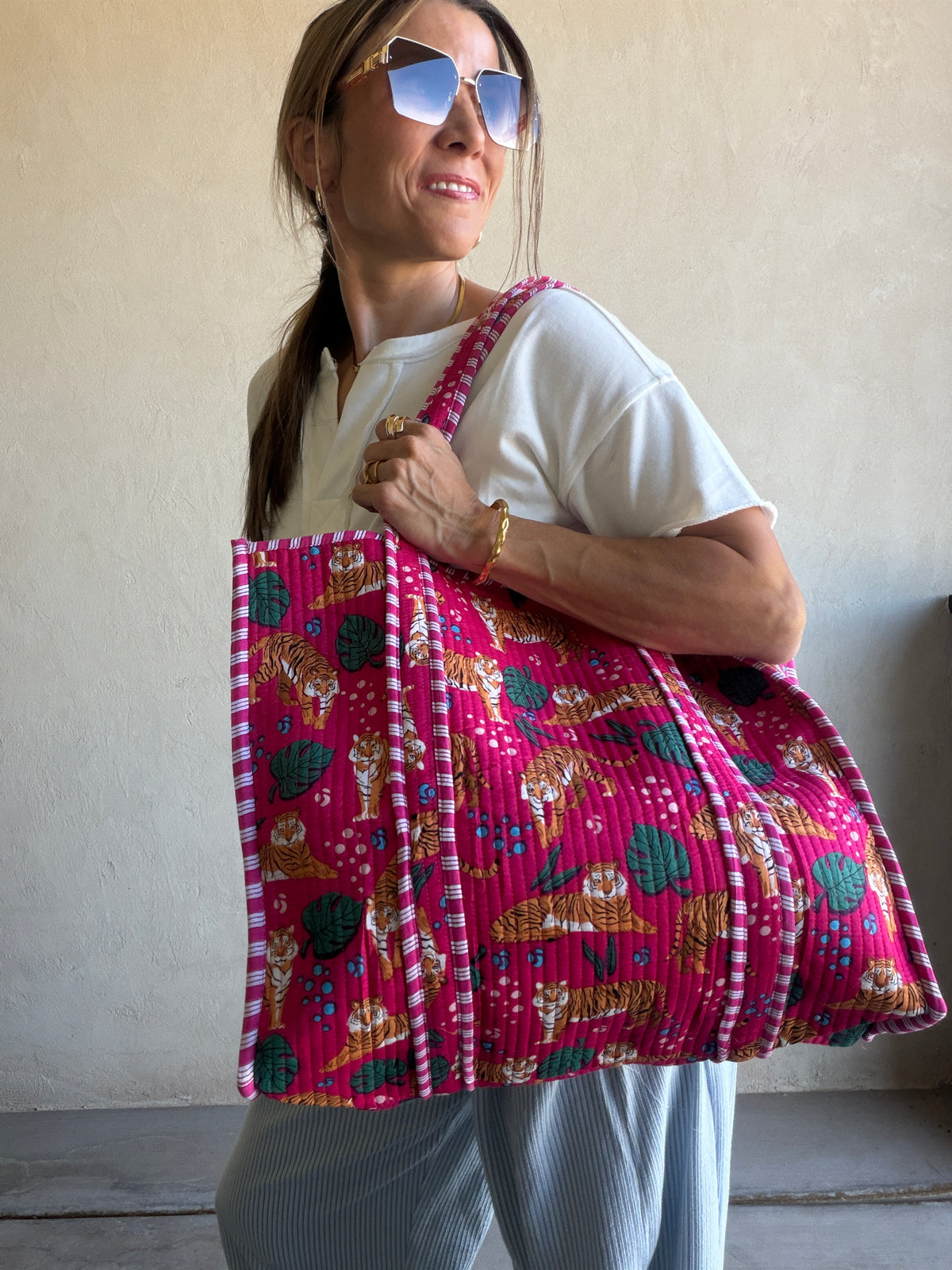 Mindee Quilted Bag – Hot Pink Tiger