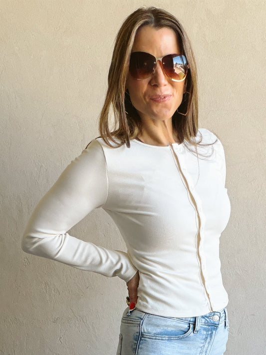 Brin Button Down Top in Cream