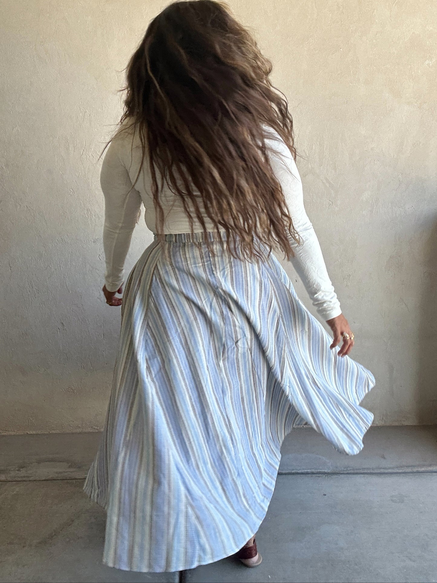 Patricia Striped Maxi Skirt in Blue Mix