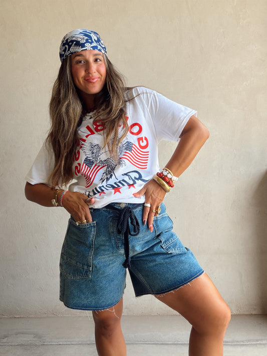 Kendra Barrel Shorts in Medium Wash