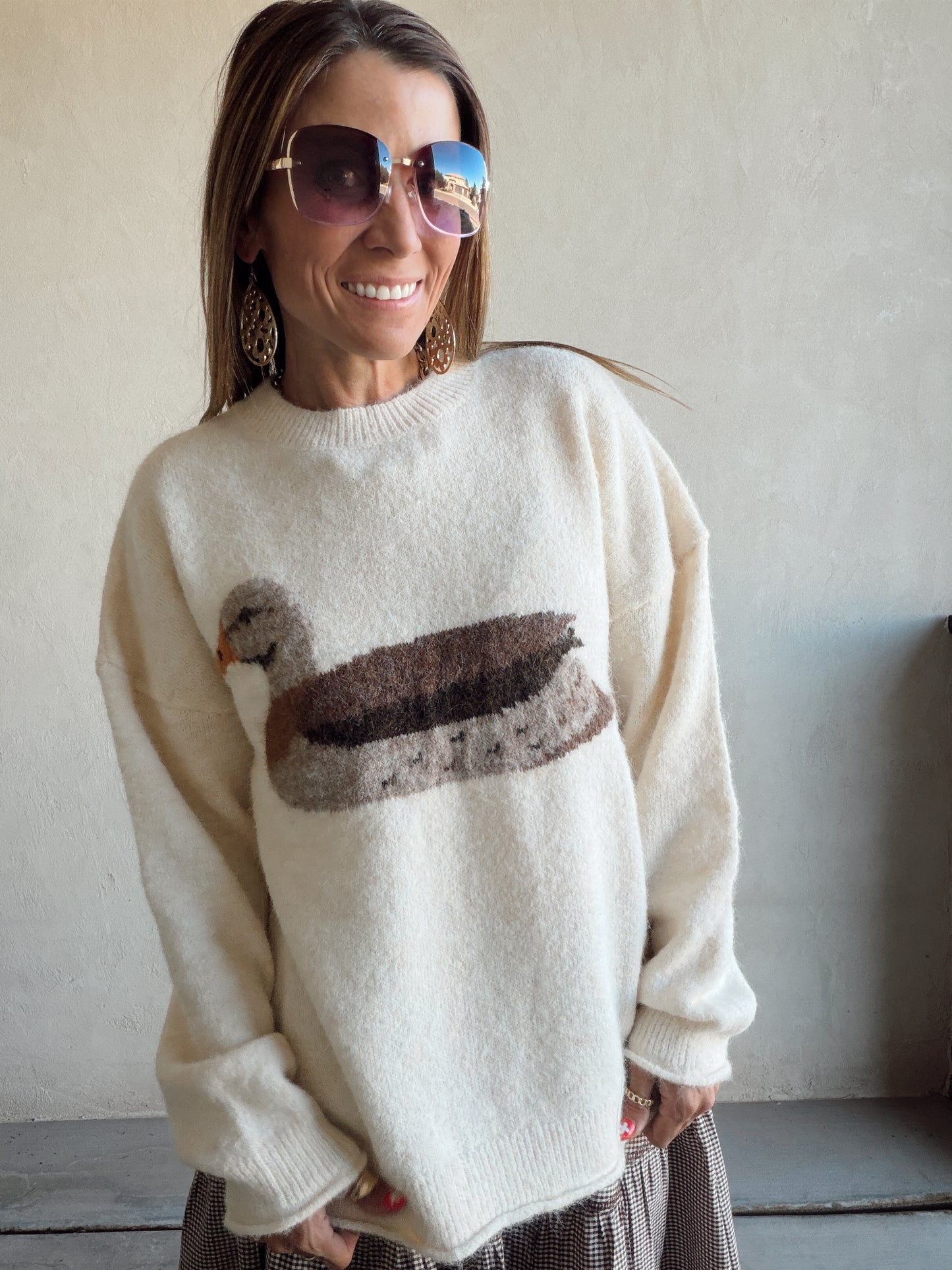 Mallard Duck Sweater in Cream