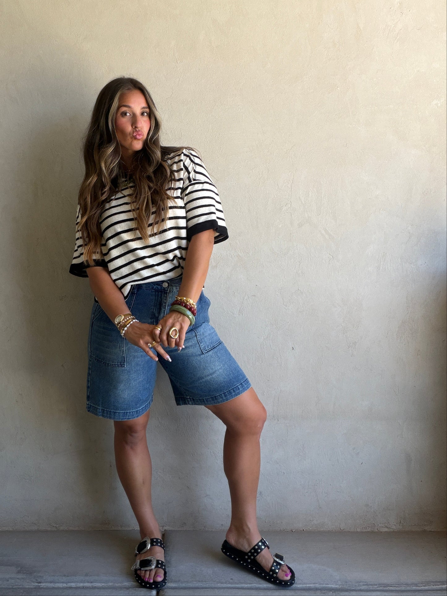 Jade Bermuda Shorts in Dark Denim