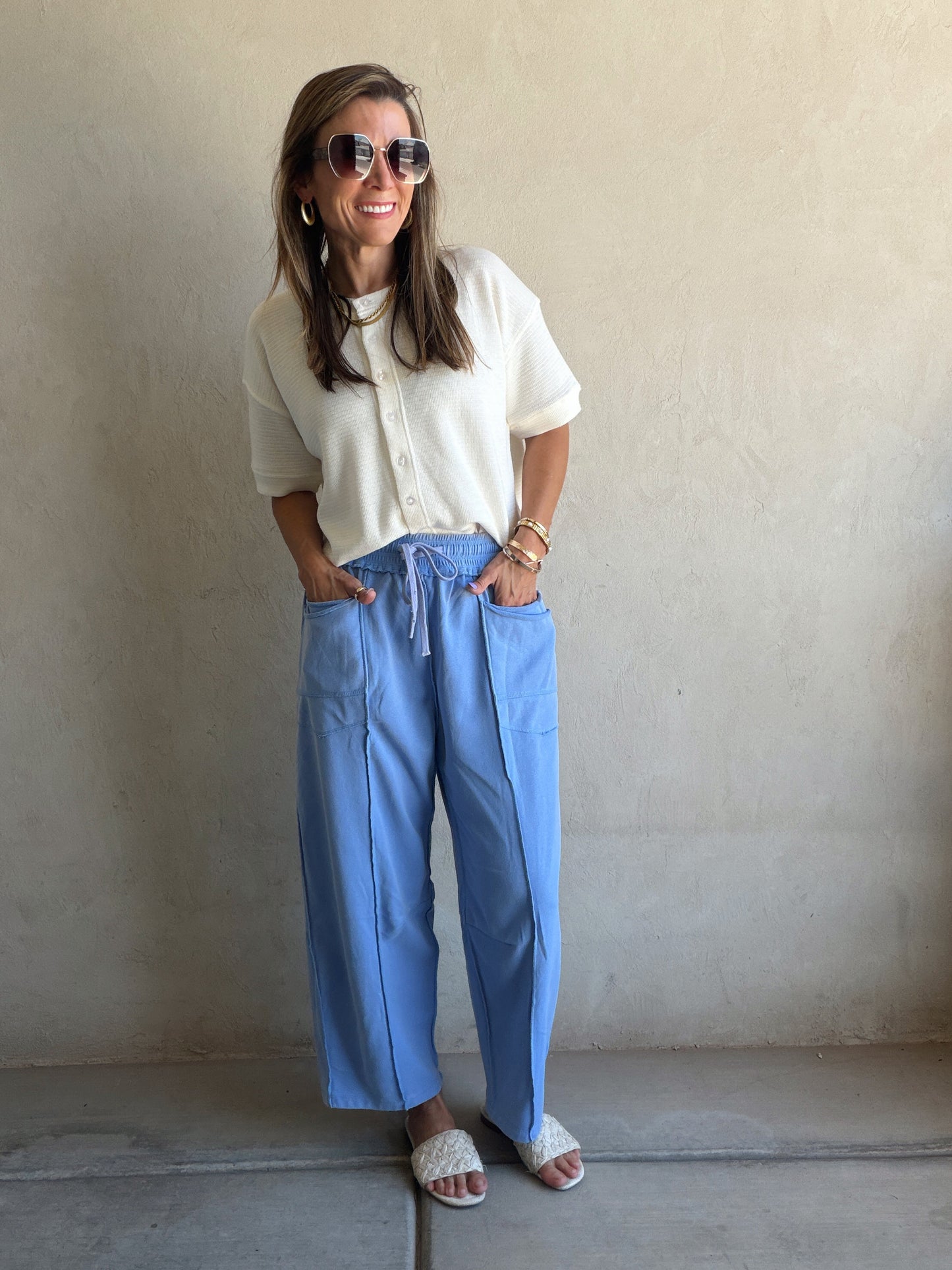 Heather Barrel Sweats in Periwinkle