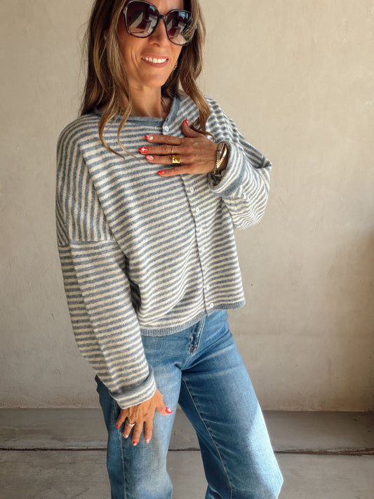 Bridget Cardigan in Dusty Blue