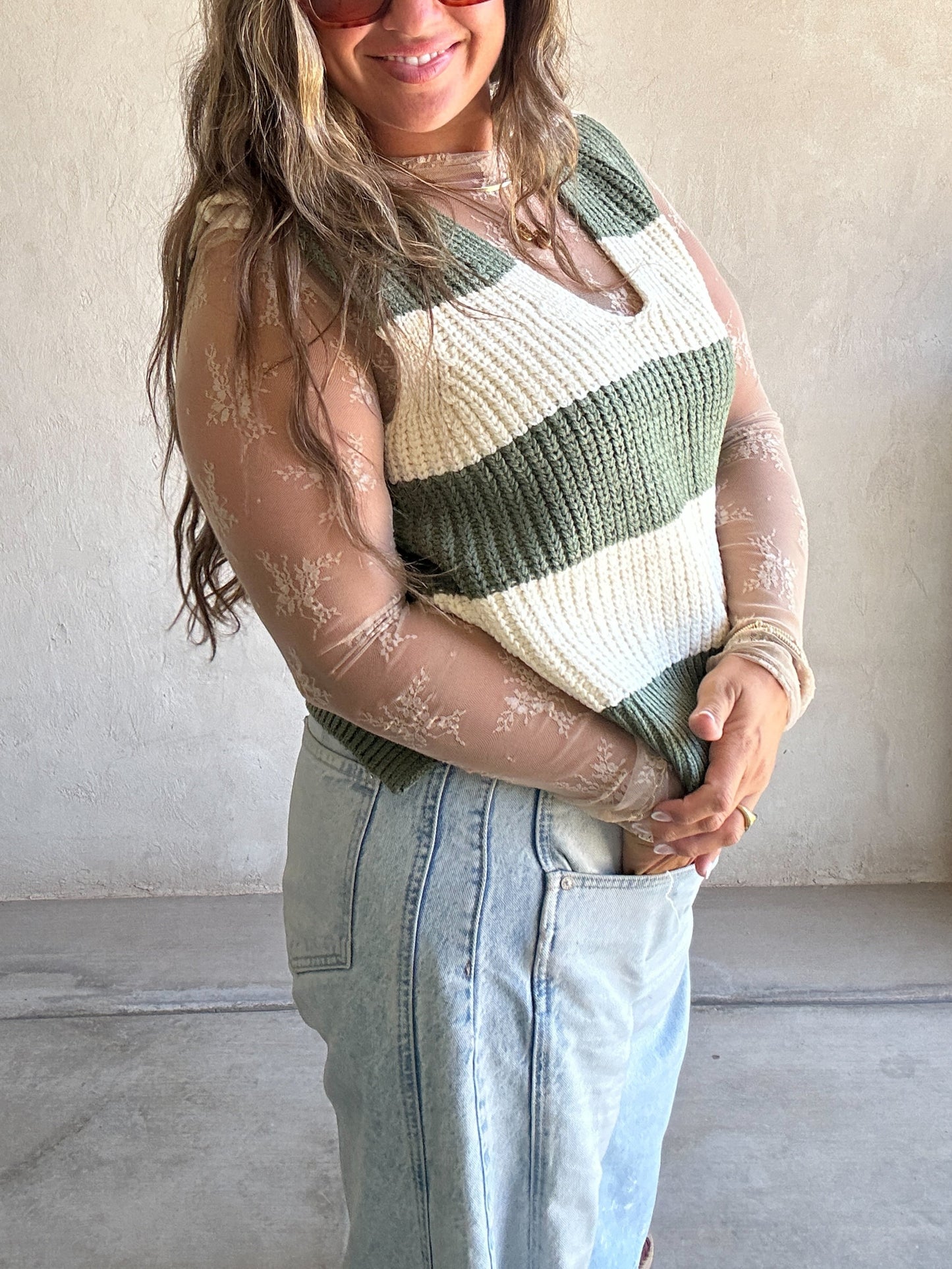 Kenzey Mesh Top in Champagne