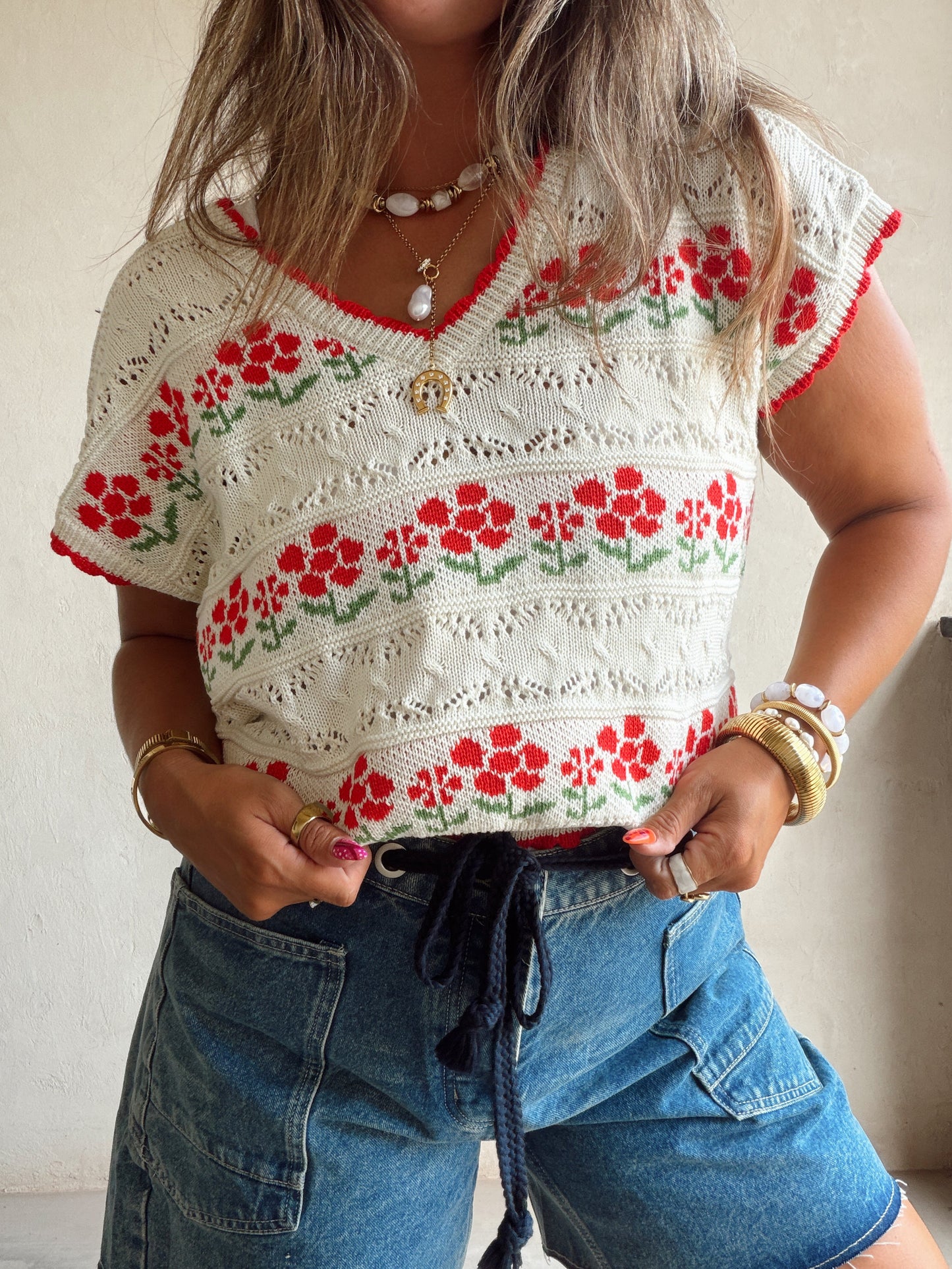 Kendall Floral Top in Cream Floral