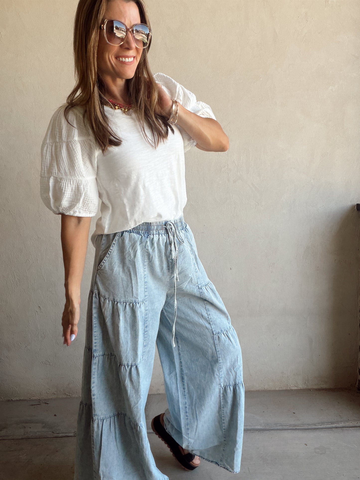 Jenny Gauze Sleeve Top in White