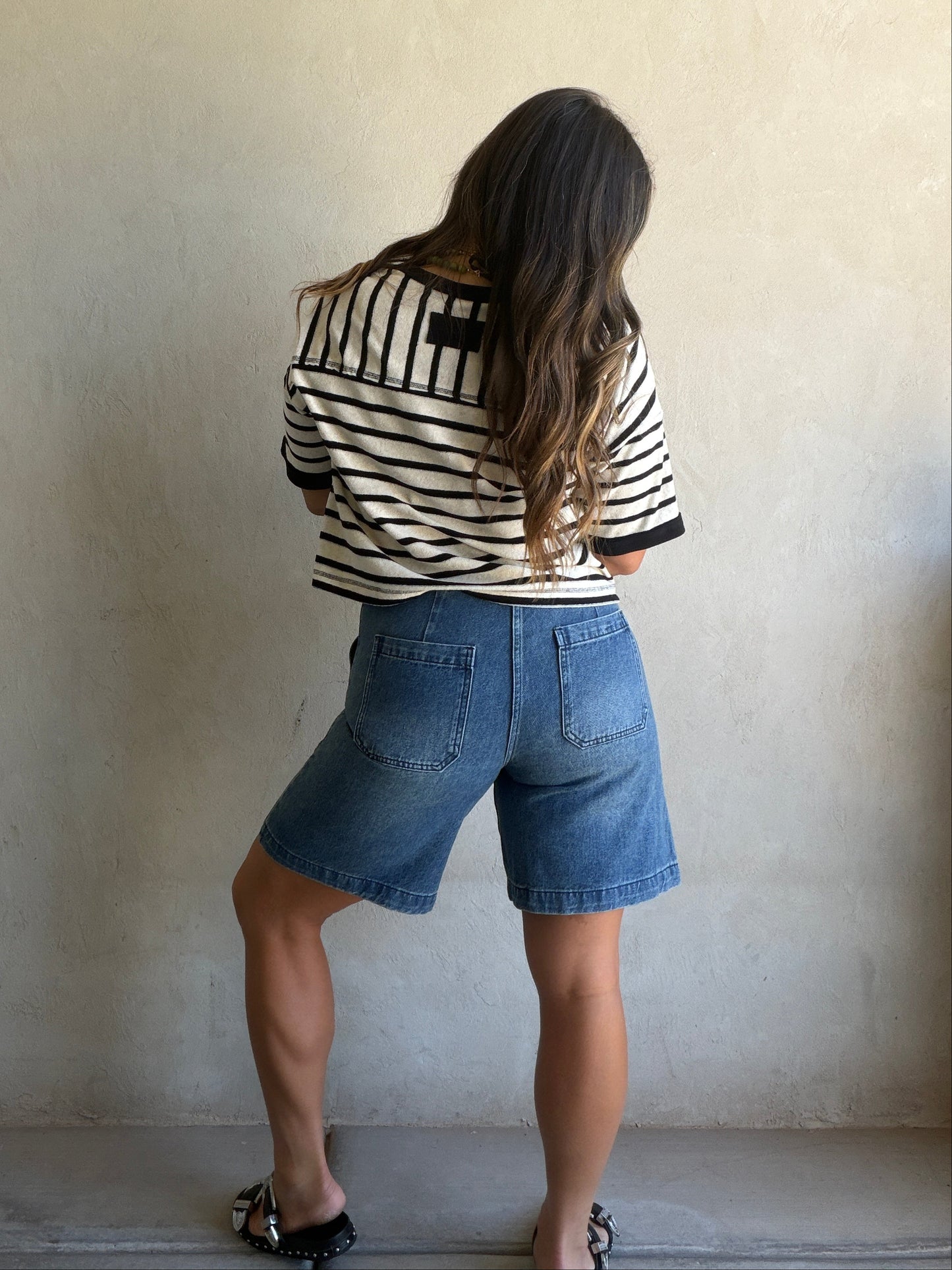 Janna Stripe Top in Oatmeal & Black