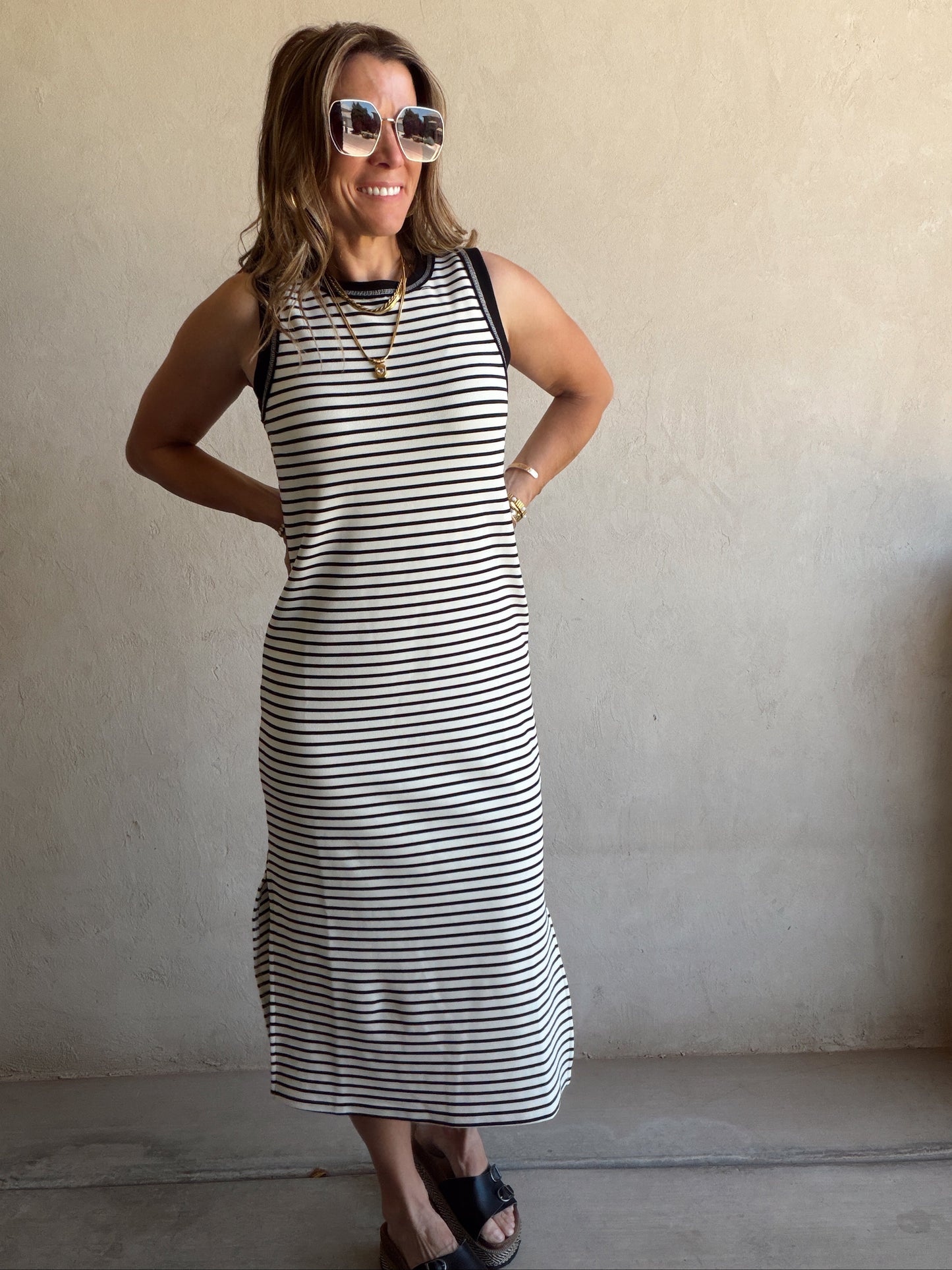 Iris Dress in Black & Cream