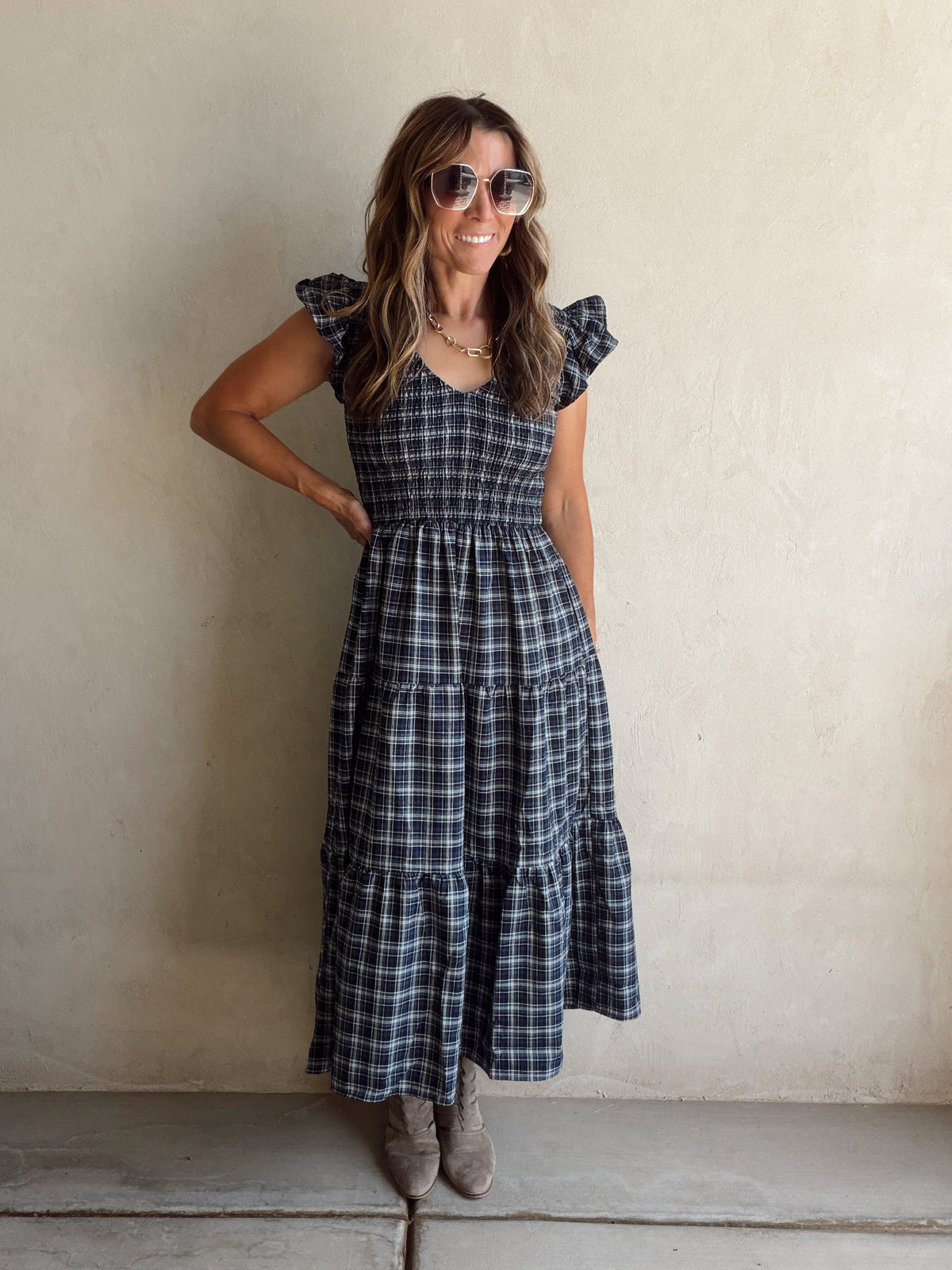 Emma Dress in Blue Plaid