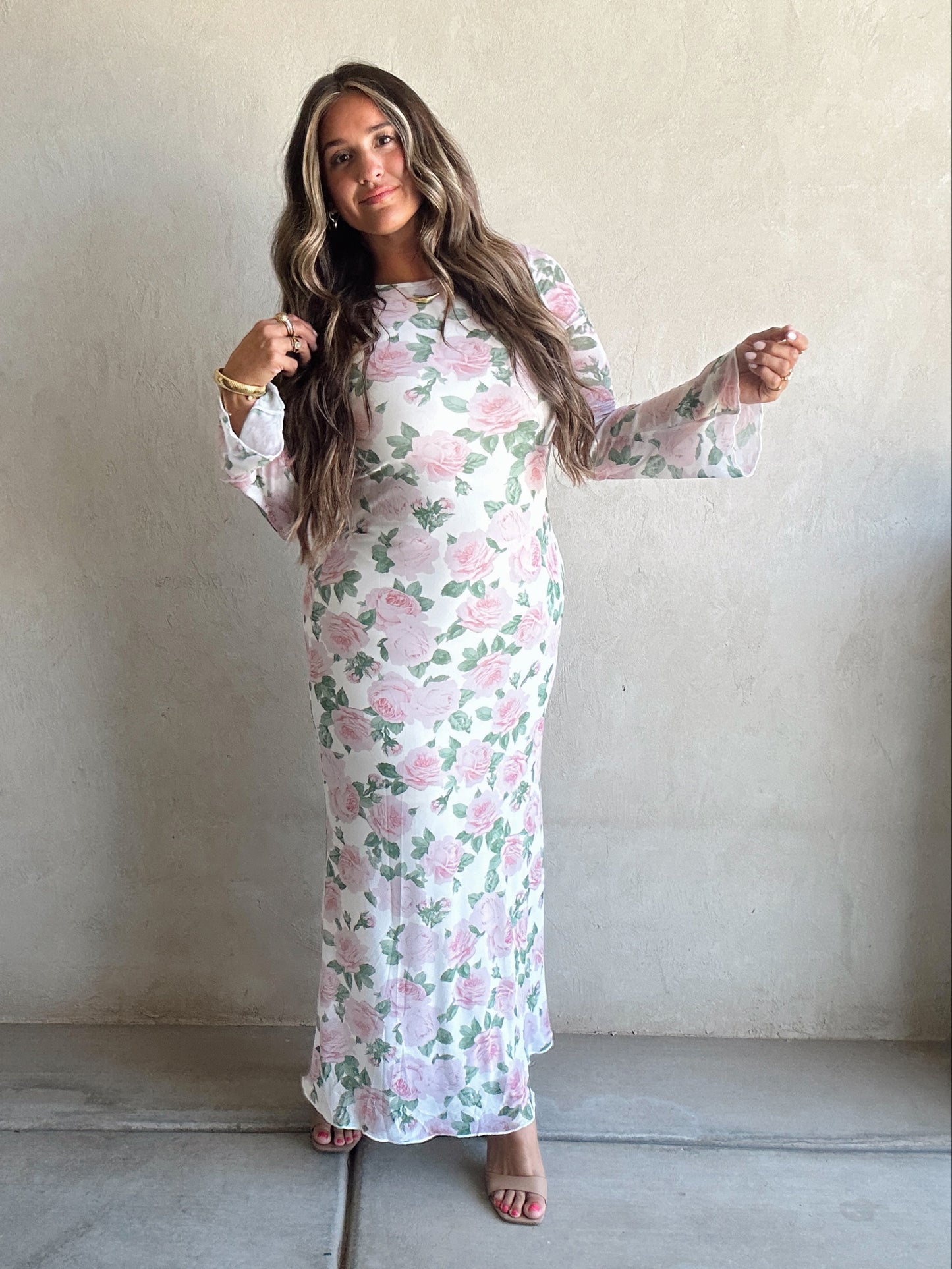Reece Dress in Ivory Rose