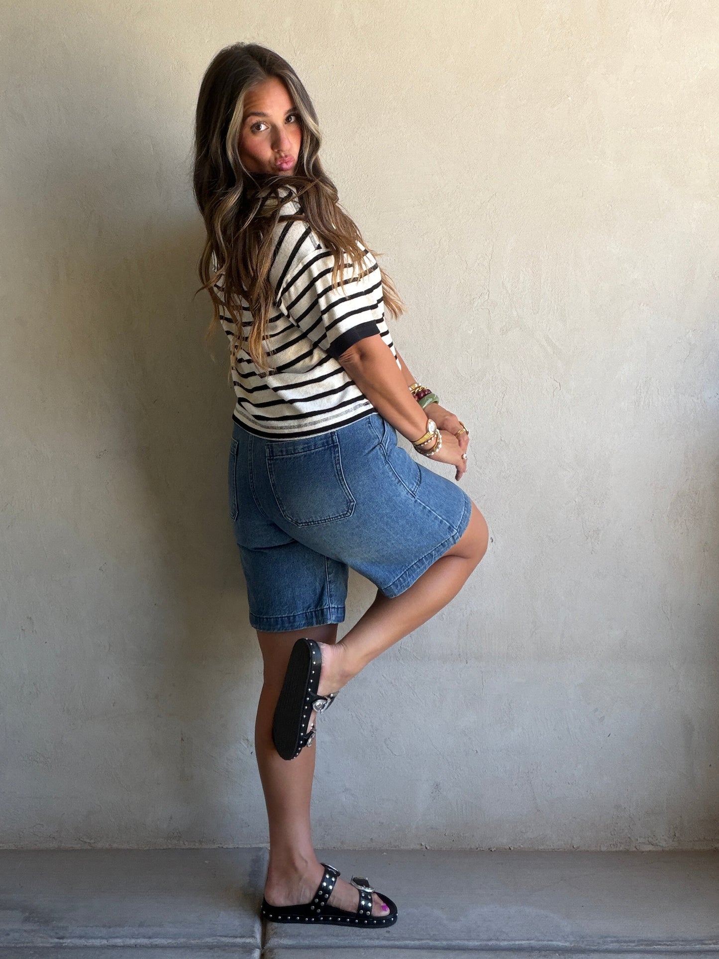 Jade Bermuda Shorts in Dark Denim