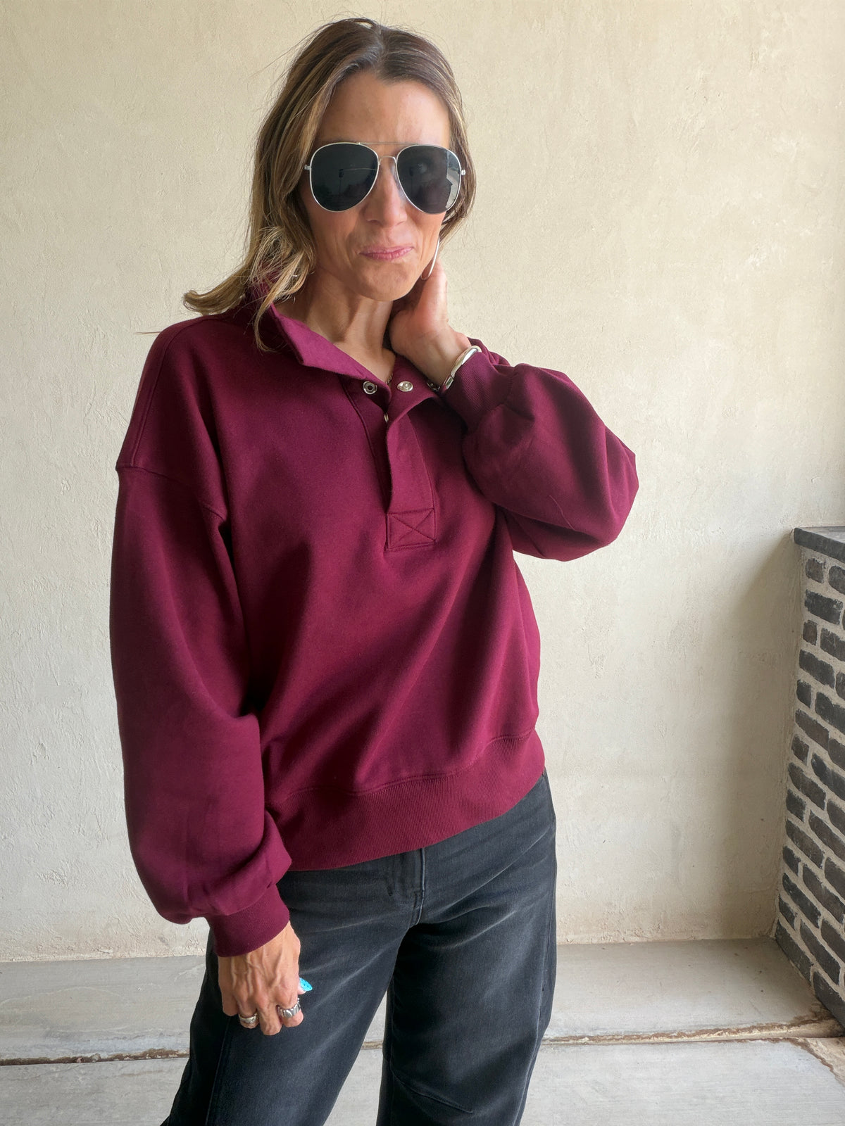Cassie Sweatshirt in Burgundy