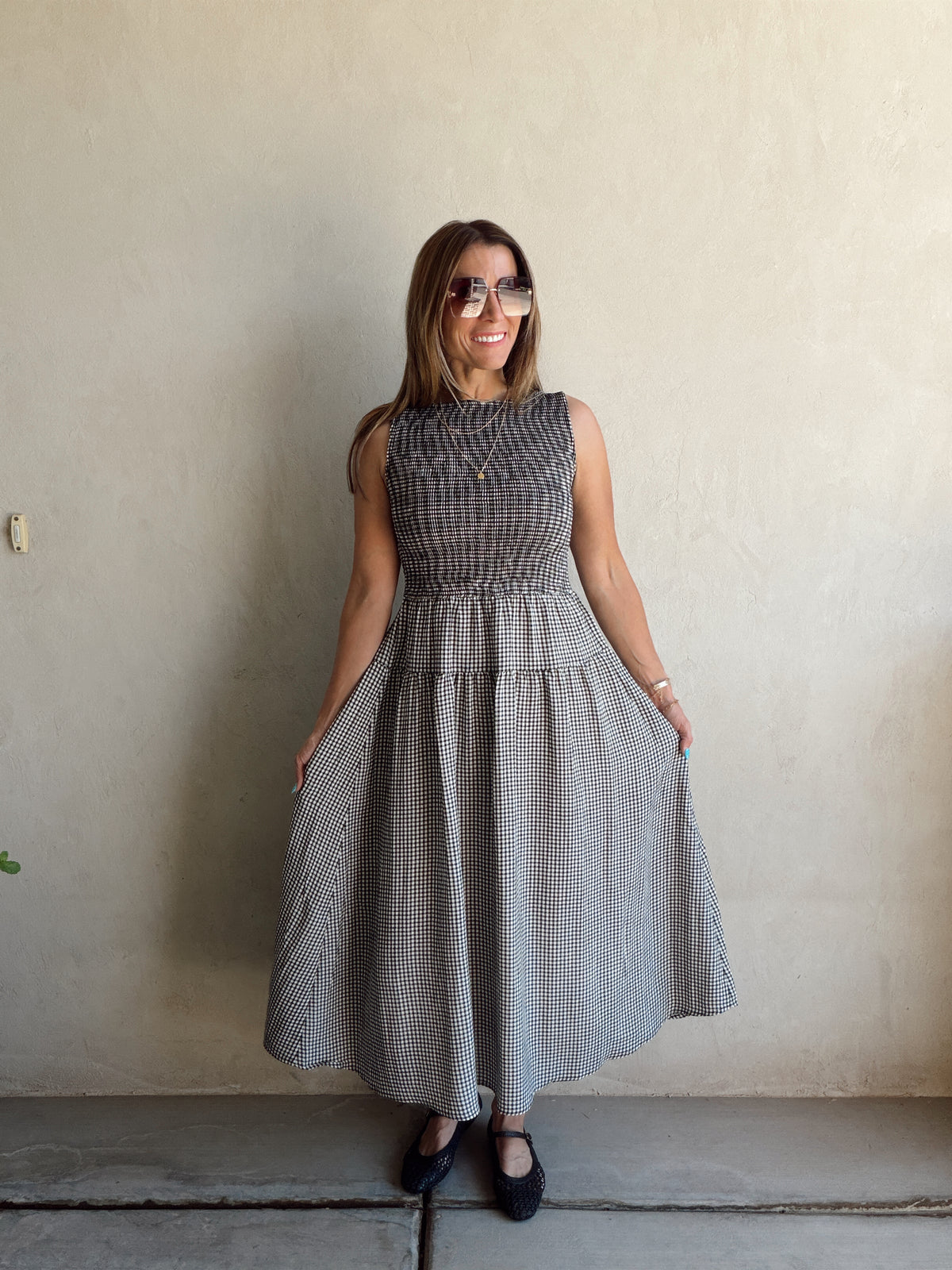 Denise Dress in Gingham Dress in Black & White