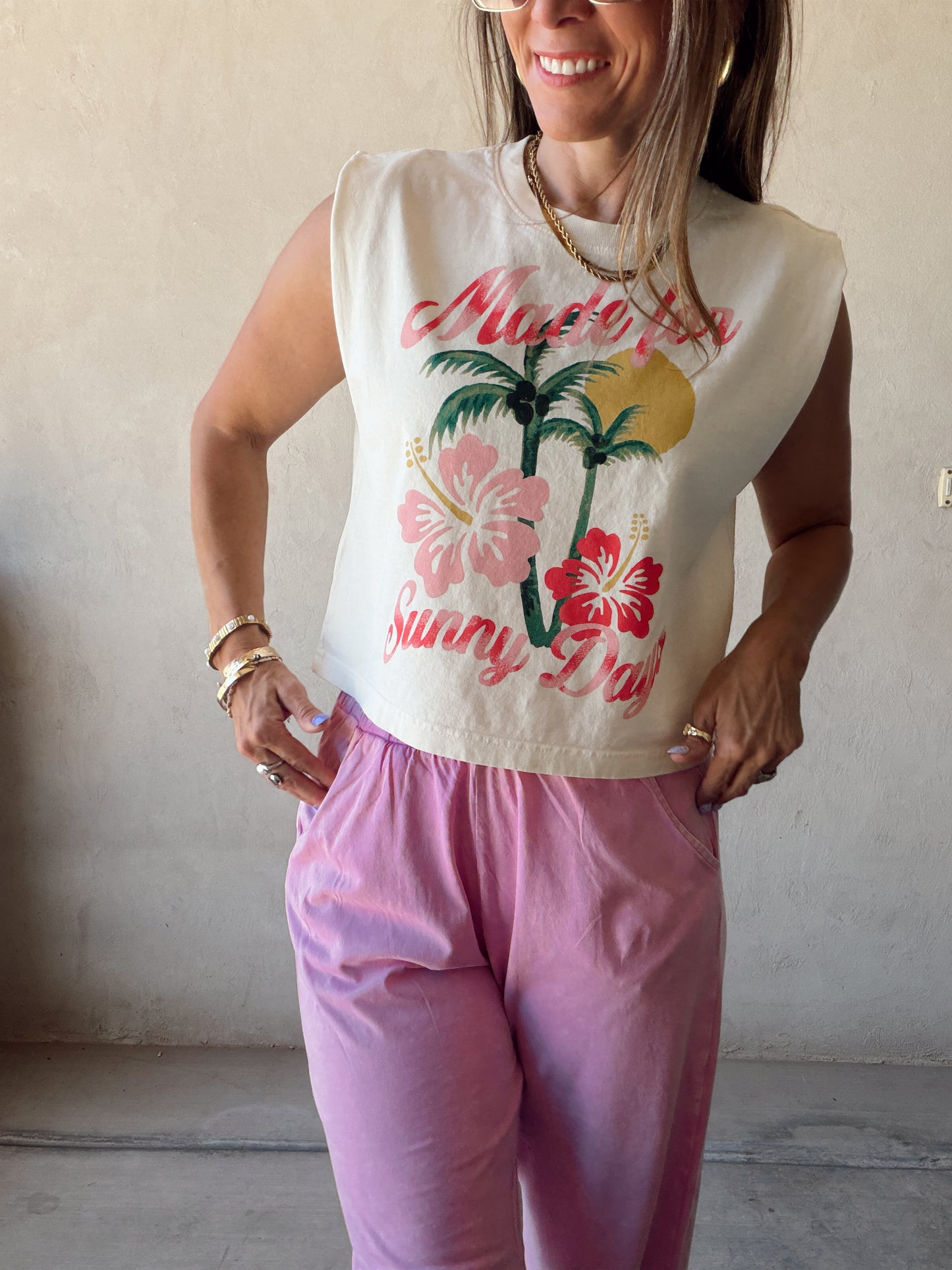 Made for Sunny Days Muscle Tee in Cream