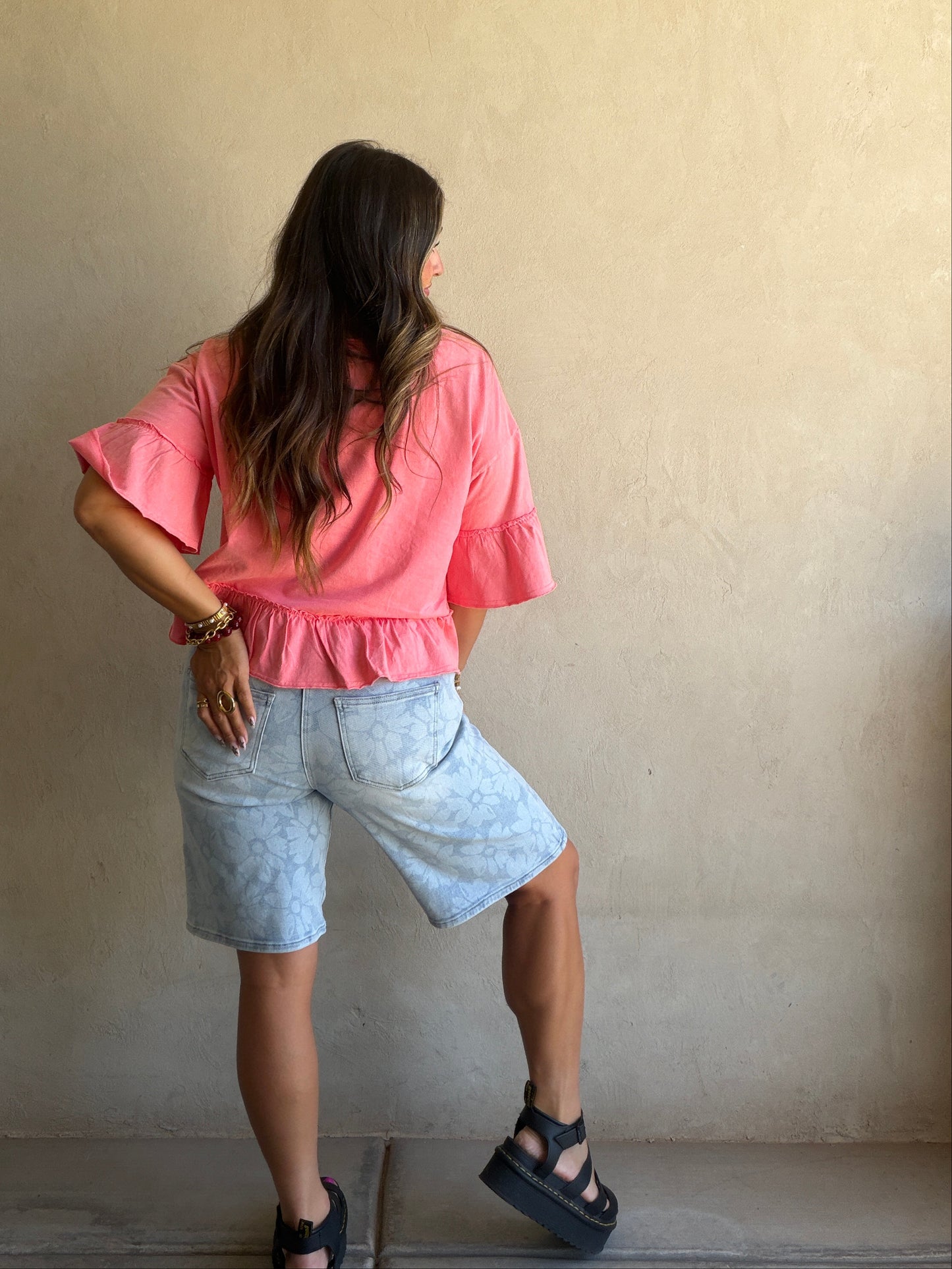Natalia Flowy Top in Coral