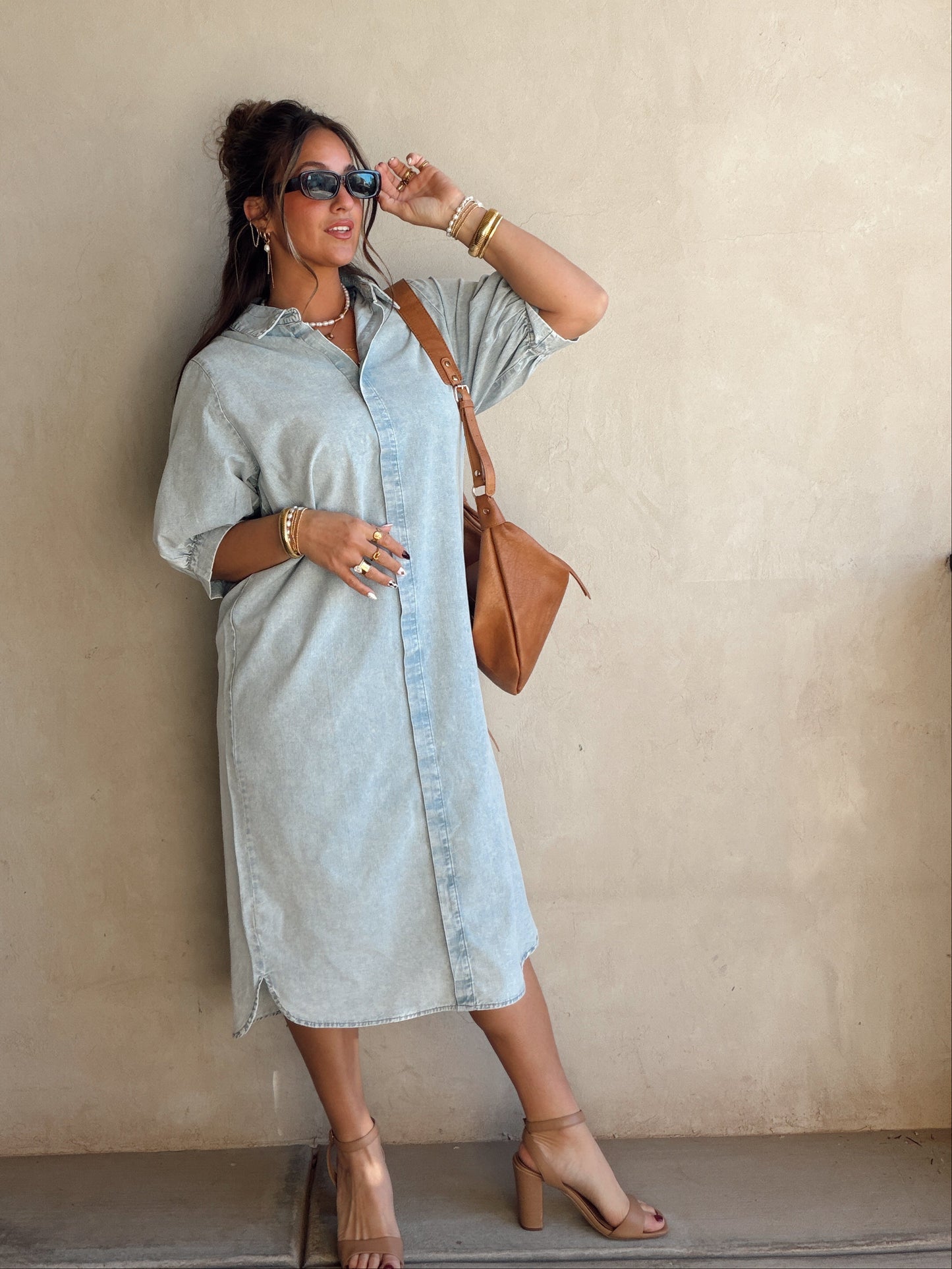 Anya Denim Dress in Light Wash