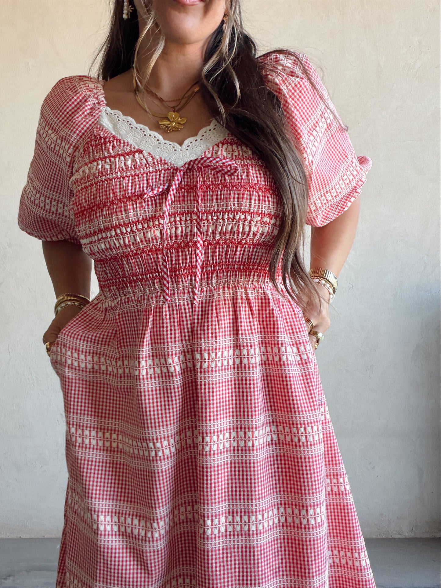 Liliana Dress in Red Check