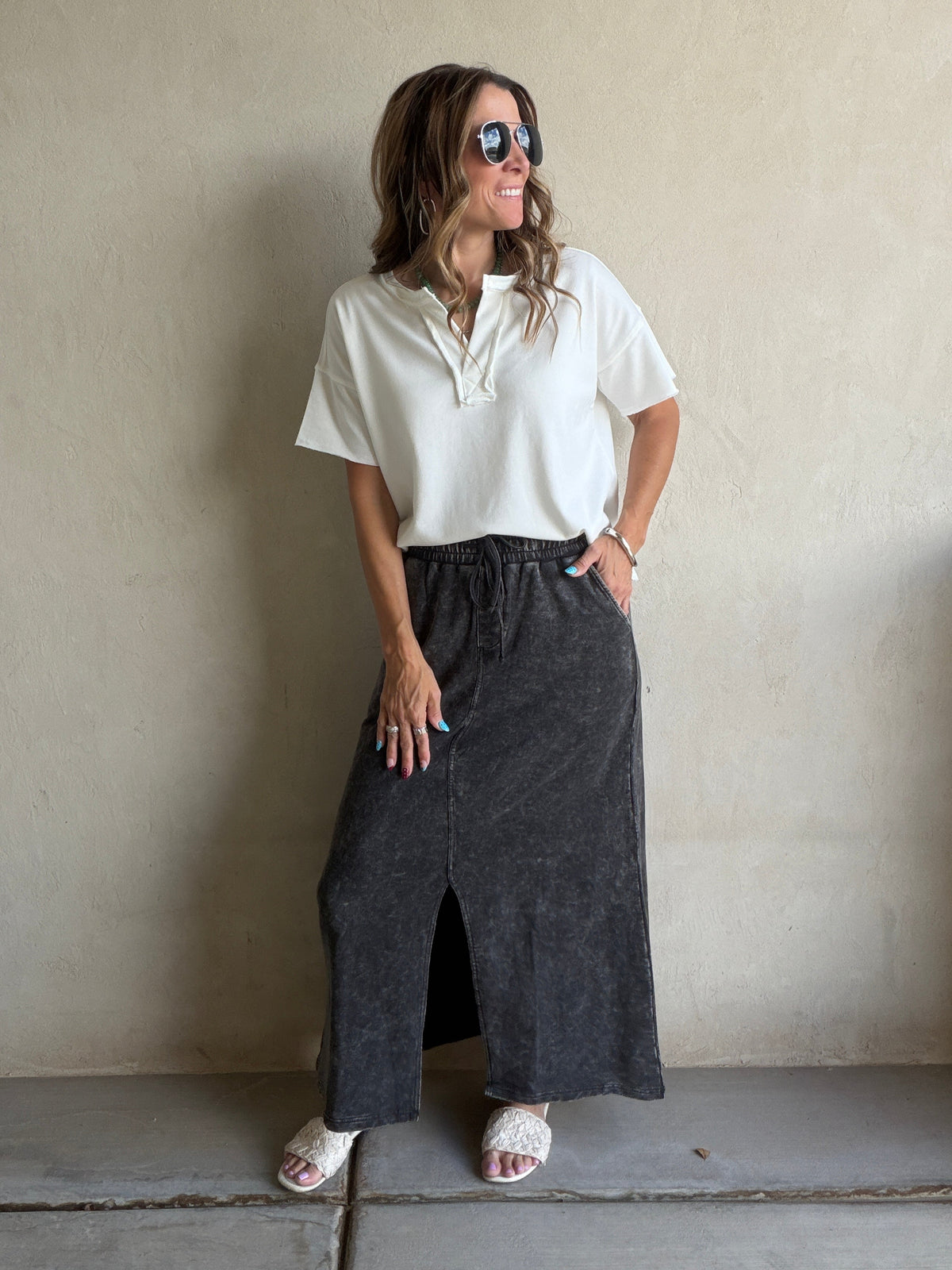 Corey Knit Skirt in Sunfade Black