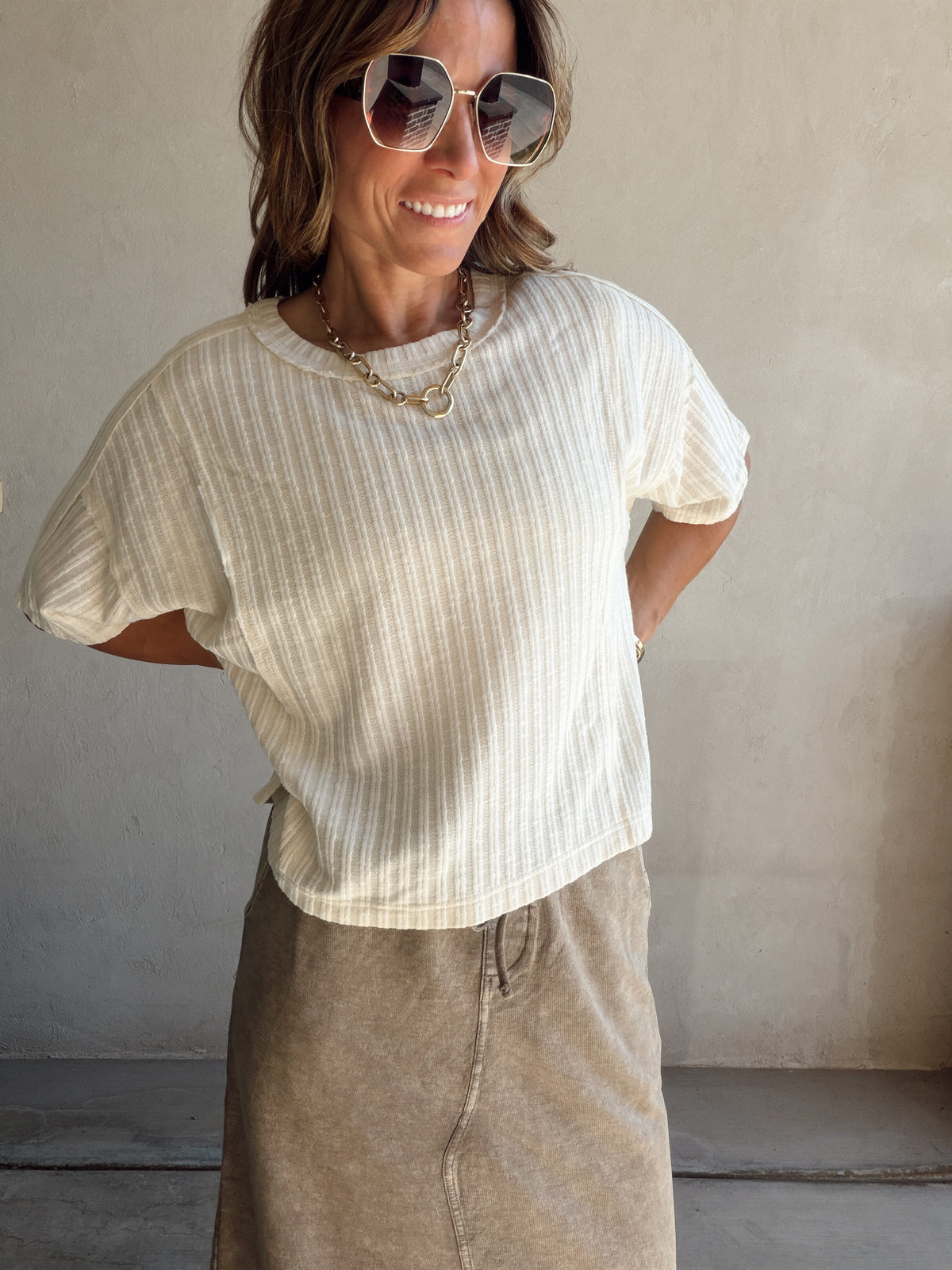Evie Knit Top in Cream
