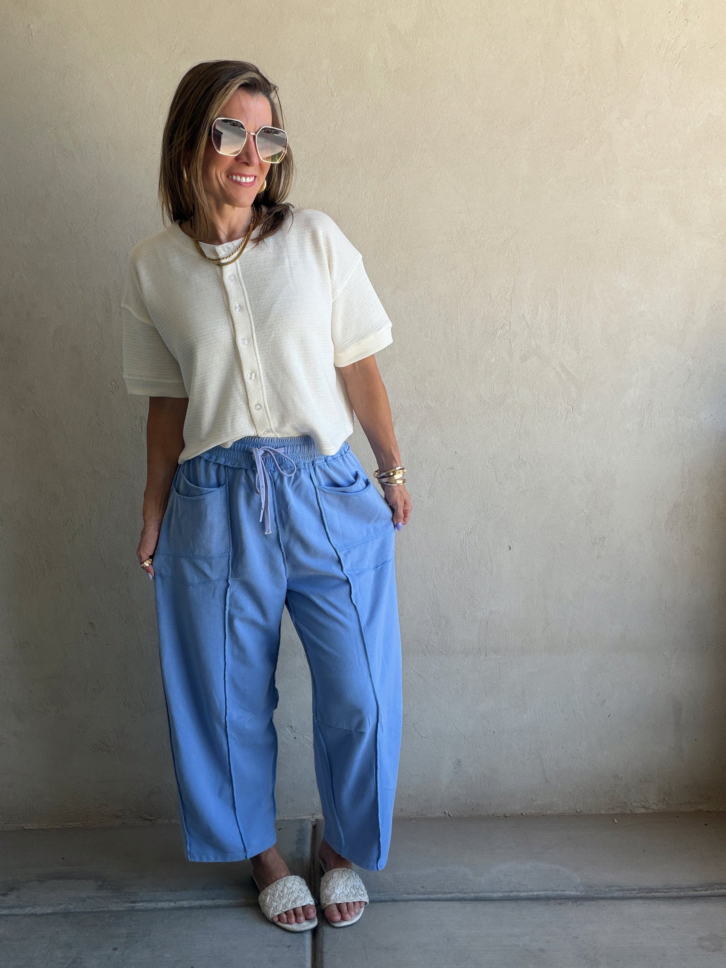 Heather Barrel Sweats in Periwinkle