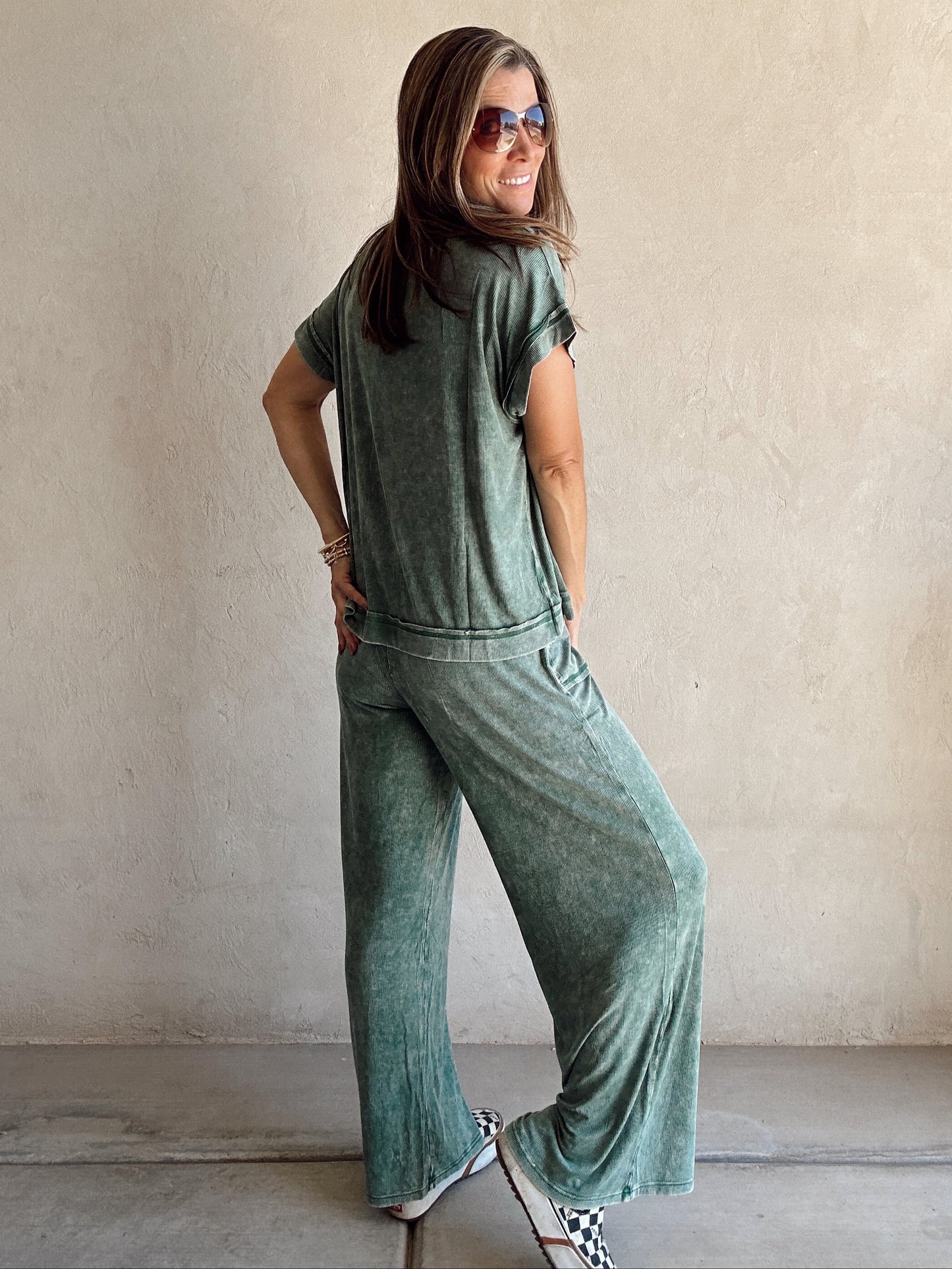 Jackie Ribbed Set in Green
